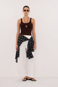 PHOEBE BURNT CHOC SCOOP NECK TANK TOP