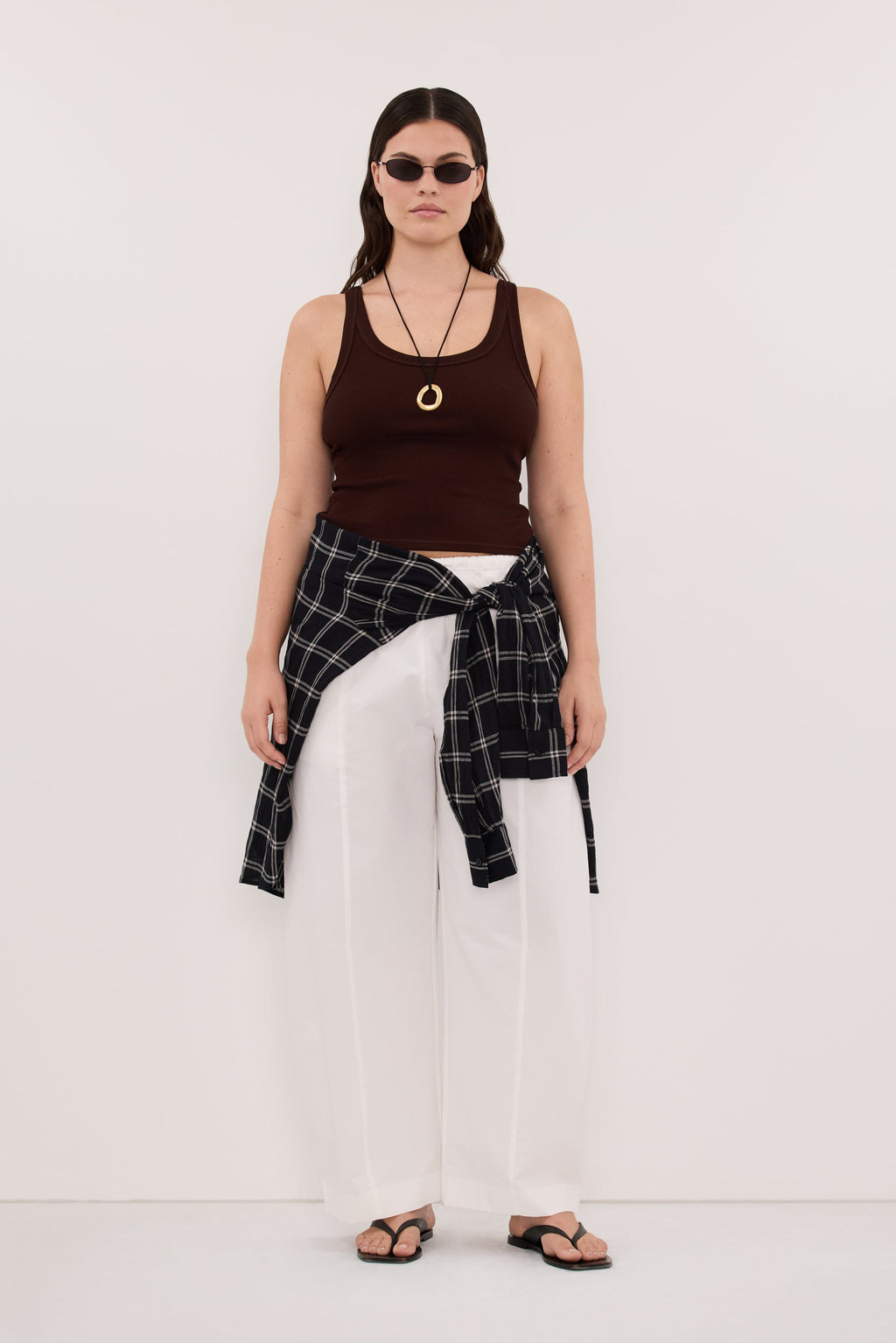 PHOEBE BURNT CHOC SCOOP NECK TANK TOP