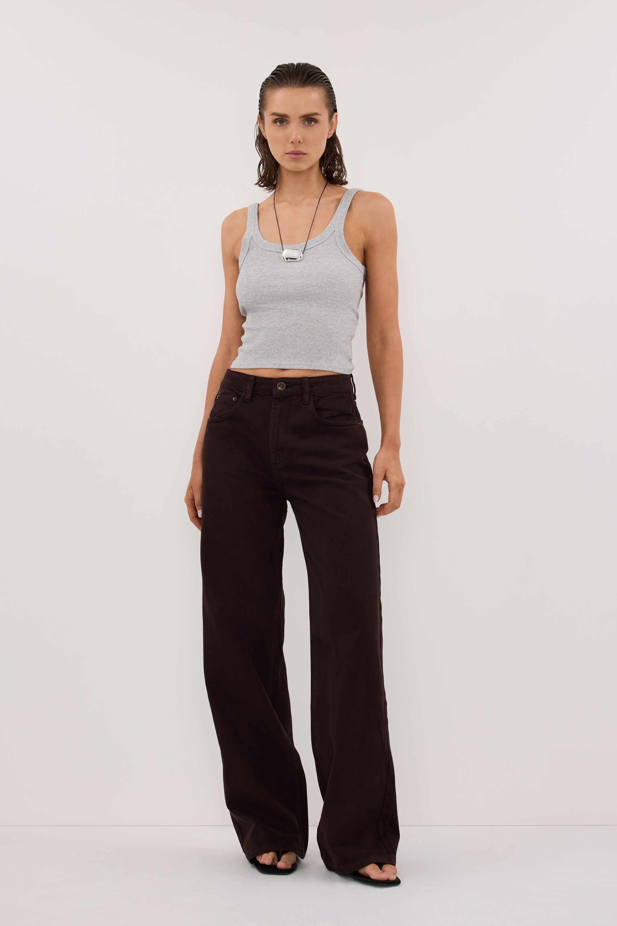 PHOEBE SILVER MARLE SCOOP NECK TANK TOP