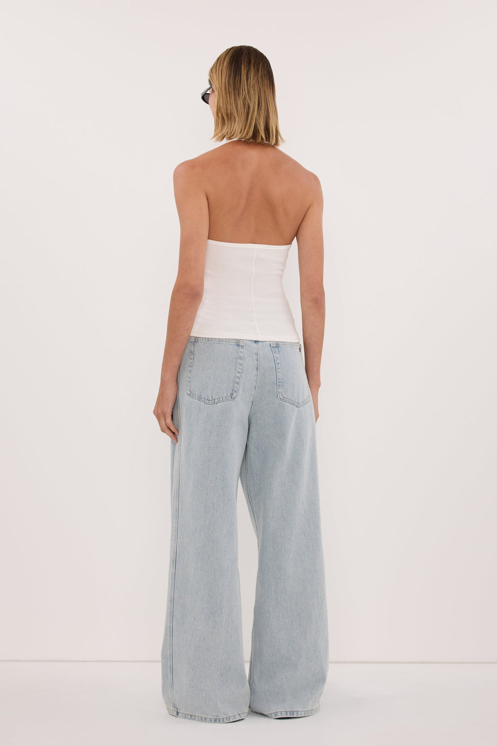 HARLAN OFF WHITE KNIT HALTER TOP