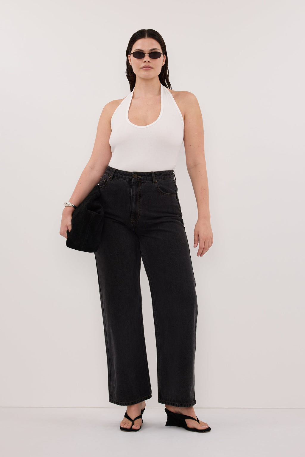 HARLAN OFF WHITE KNIT HALTER TOP