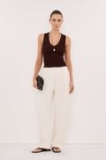 YASMIN BURNT CHOC SLEEVELESS KNIT TANK