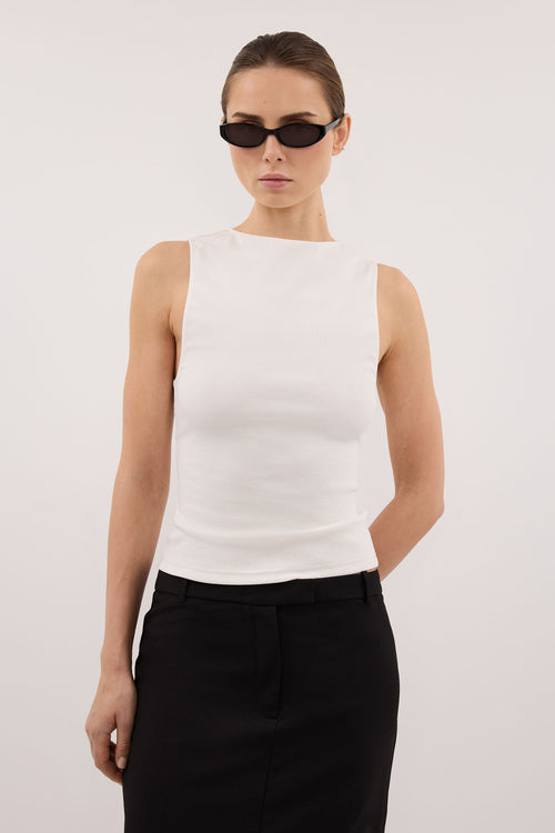 AMARA OFF WHITE BOAT NECK KNIT TANK