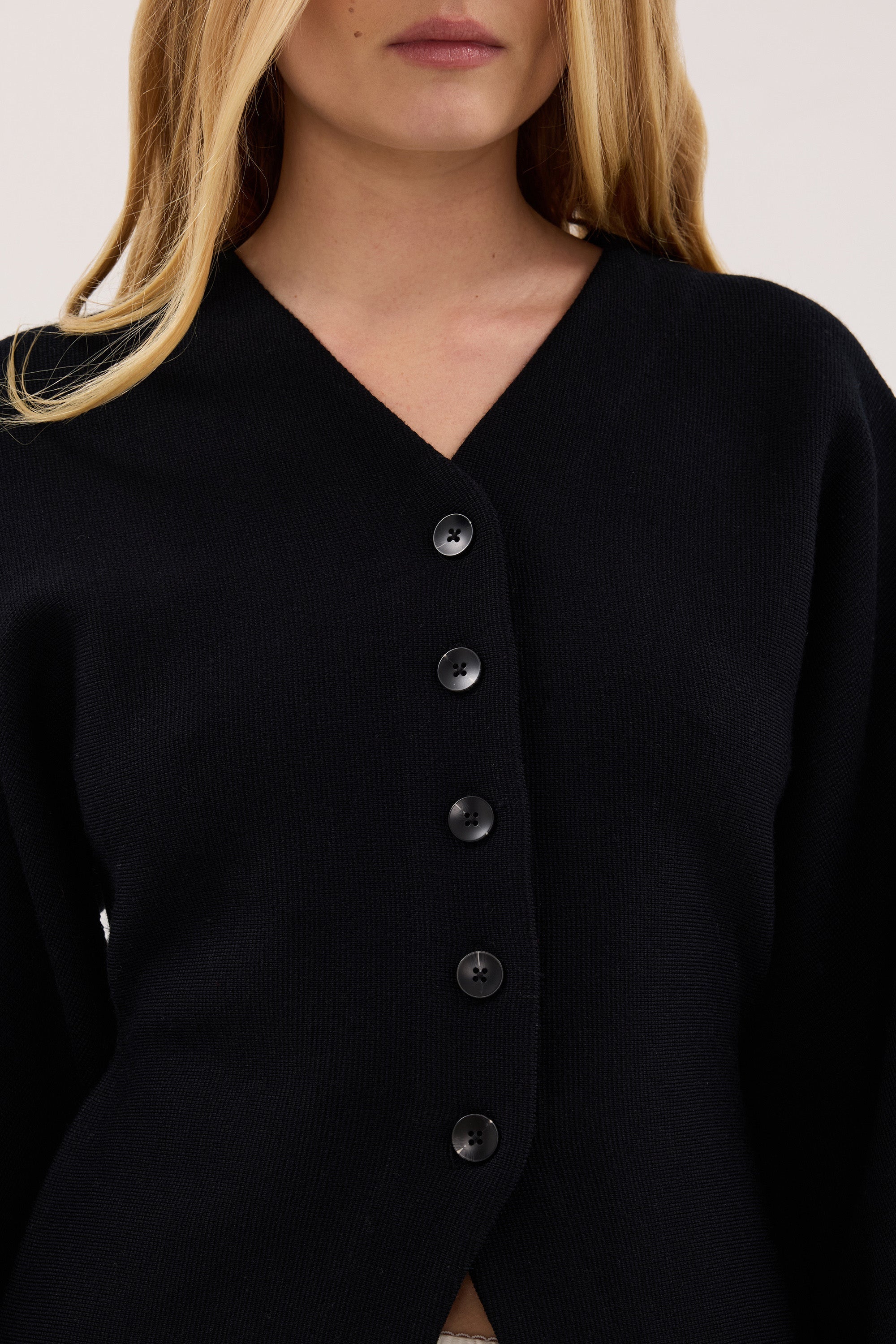 ETHEL BLACK V NECK CARDIGAN