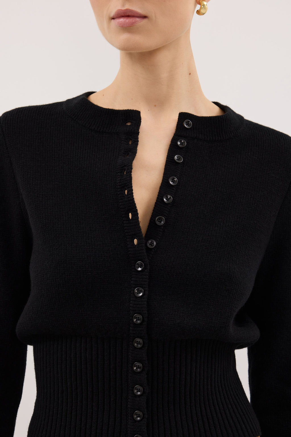 IRIS BLACK CREW KNIT CARDIGAN