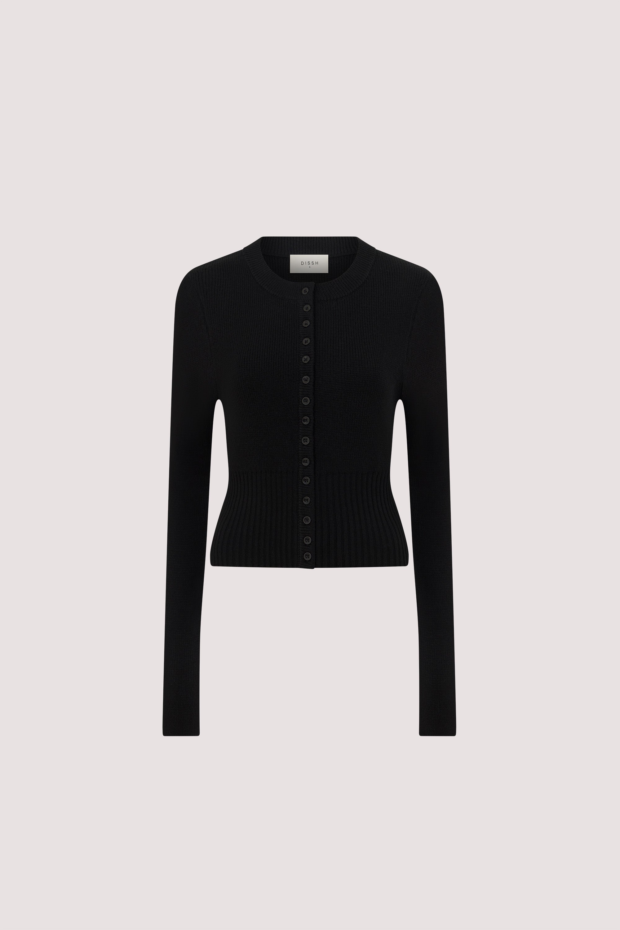 IRIS BLACK CREW KNIT CARDIGAN