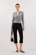 IRIS GREY MARLE CREW KNIT CARDIGAN