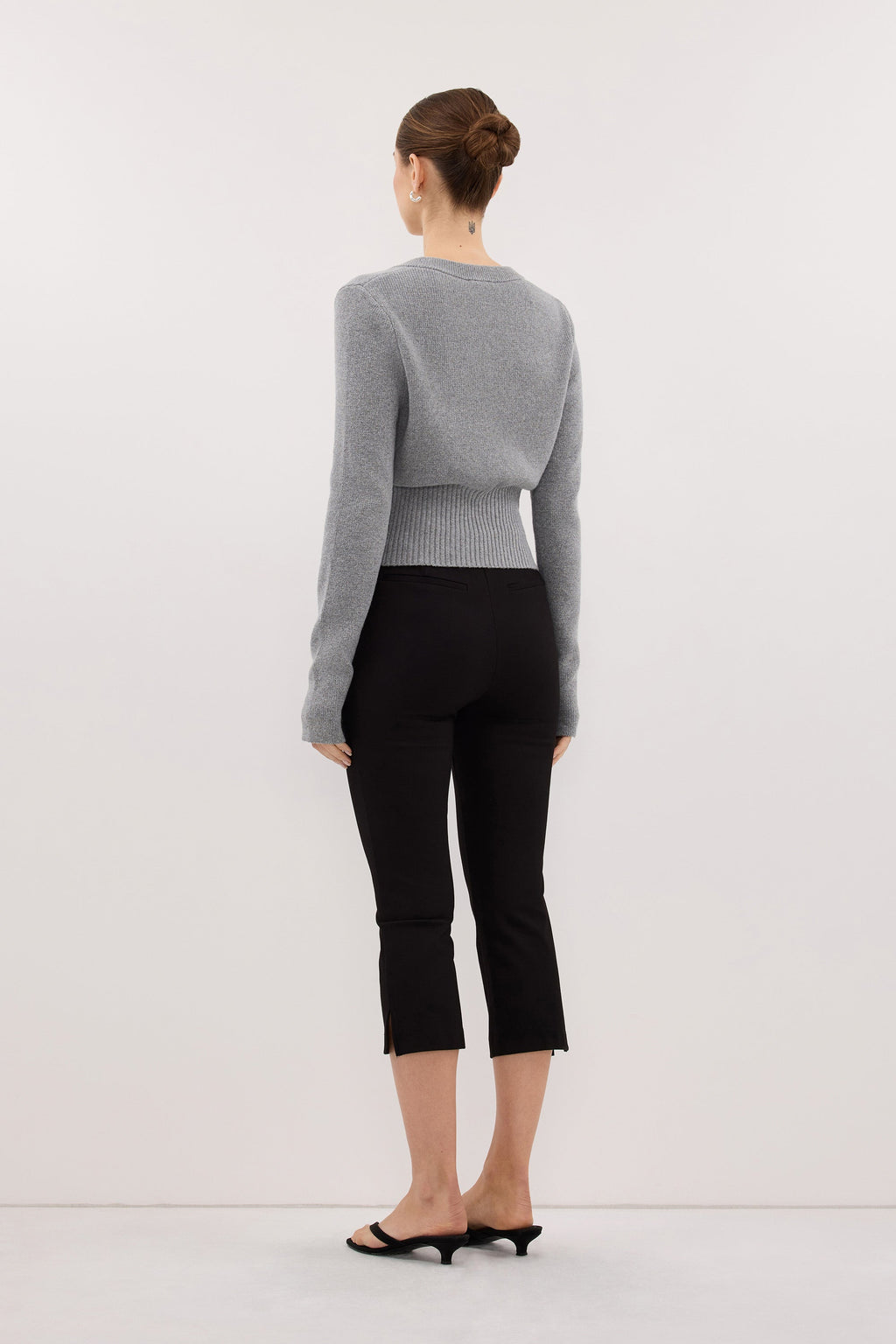 IRIS GREY MARLE CREW KNIT CARDIGAN