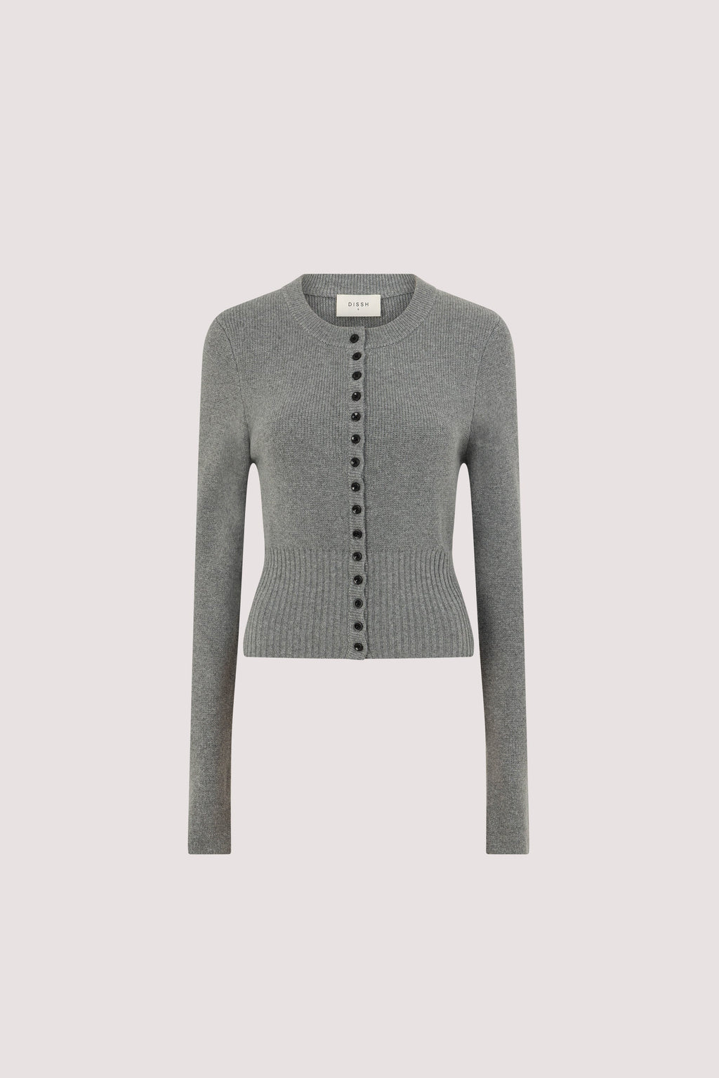 IRIS GREY MARLE CREW KNIT CARDIGAN