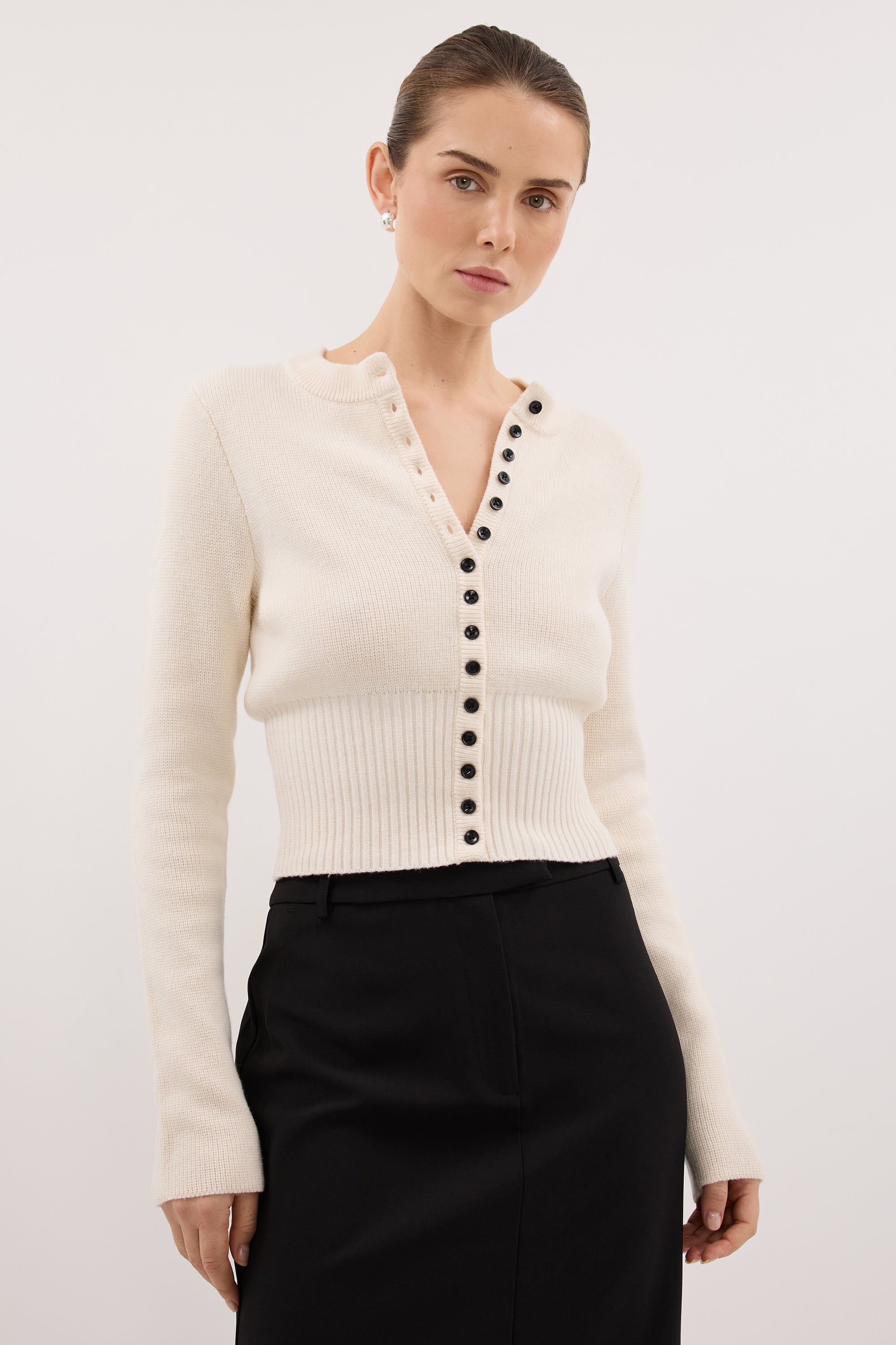 IRIS IVORY CREW KNIT CARDIGAN