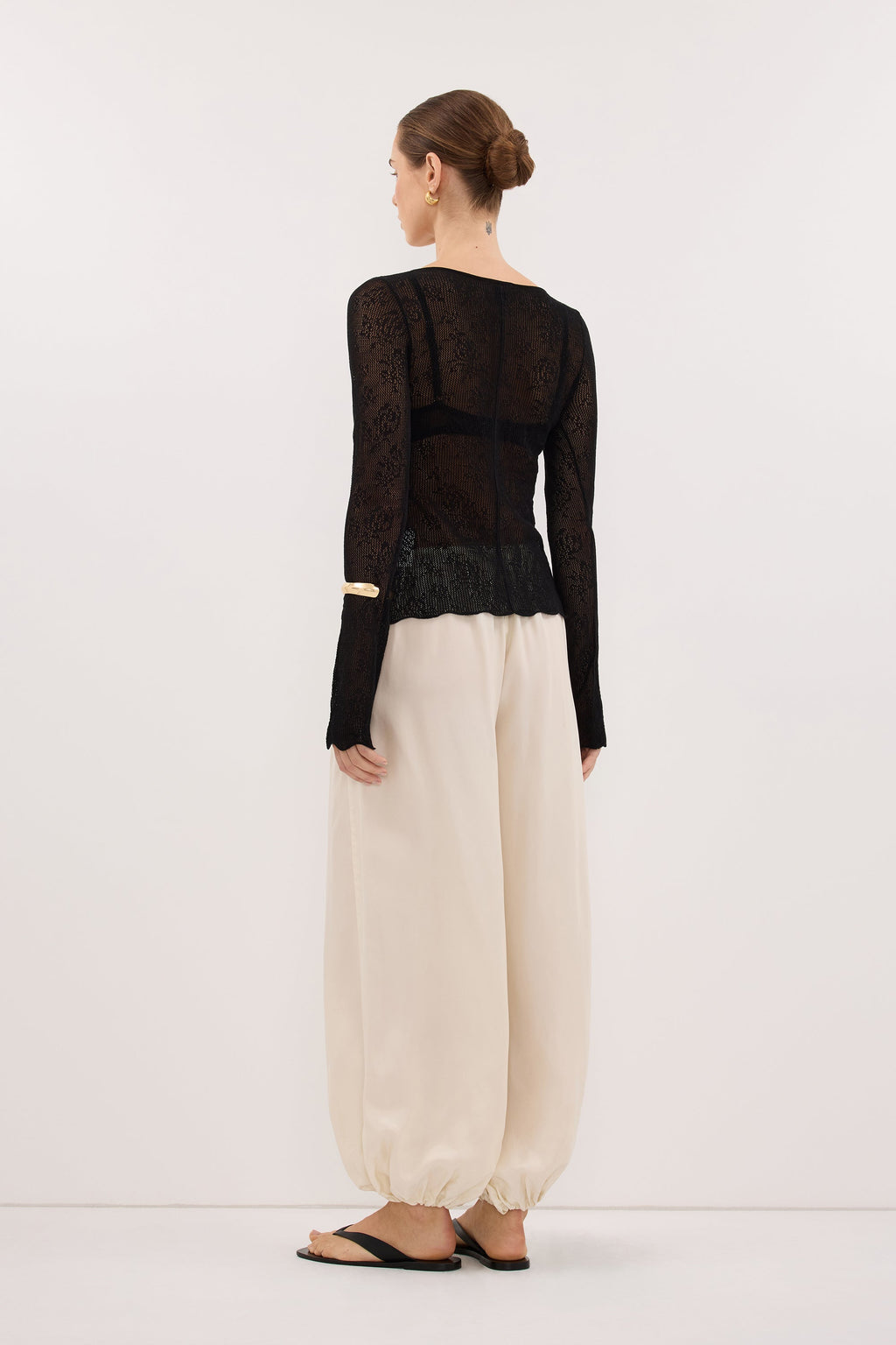 DELIA BLACK LACE BUTTON FRONT TOP