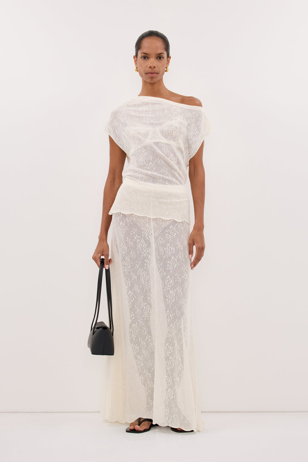 DELIA OFF WHITE LACE OFF SHOULDER TOP