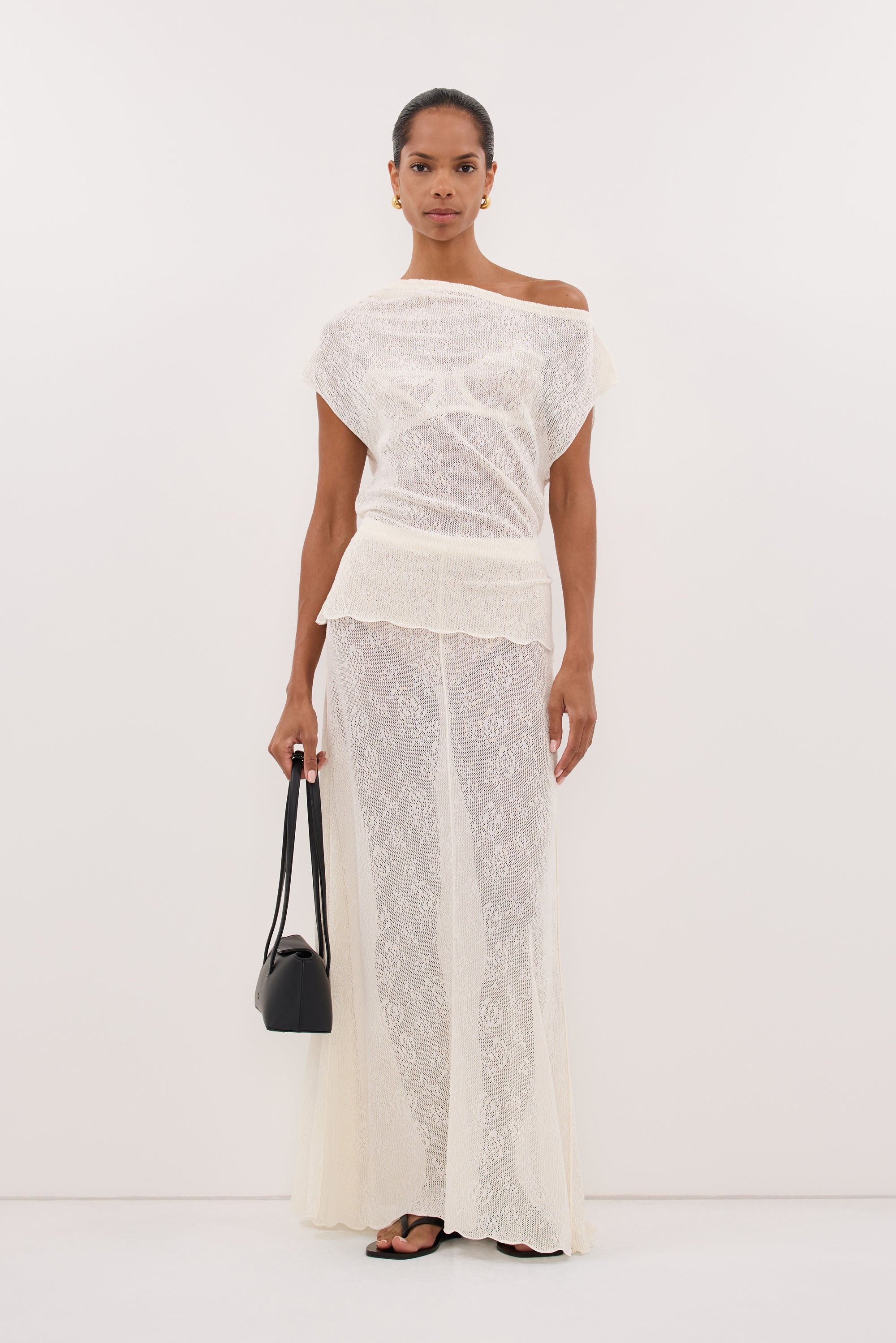 DELIA OFF WHITE LACE OFF SHOULDER TOP