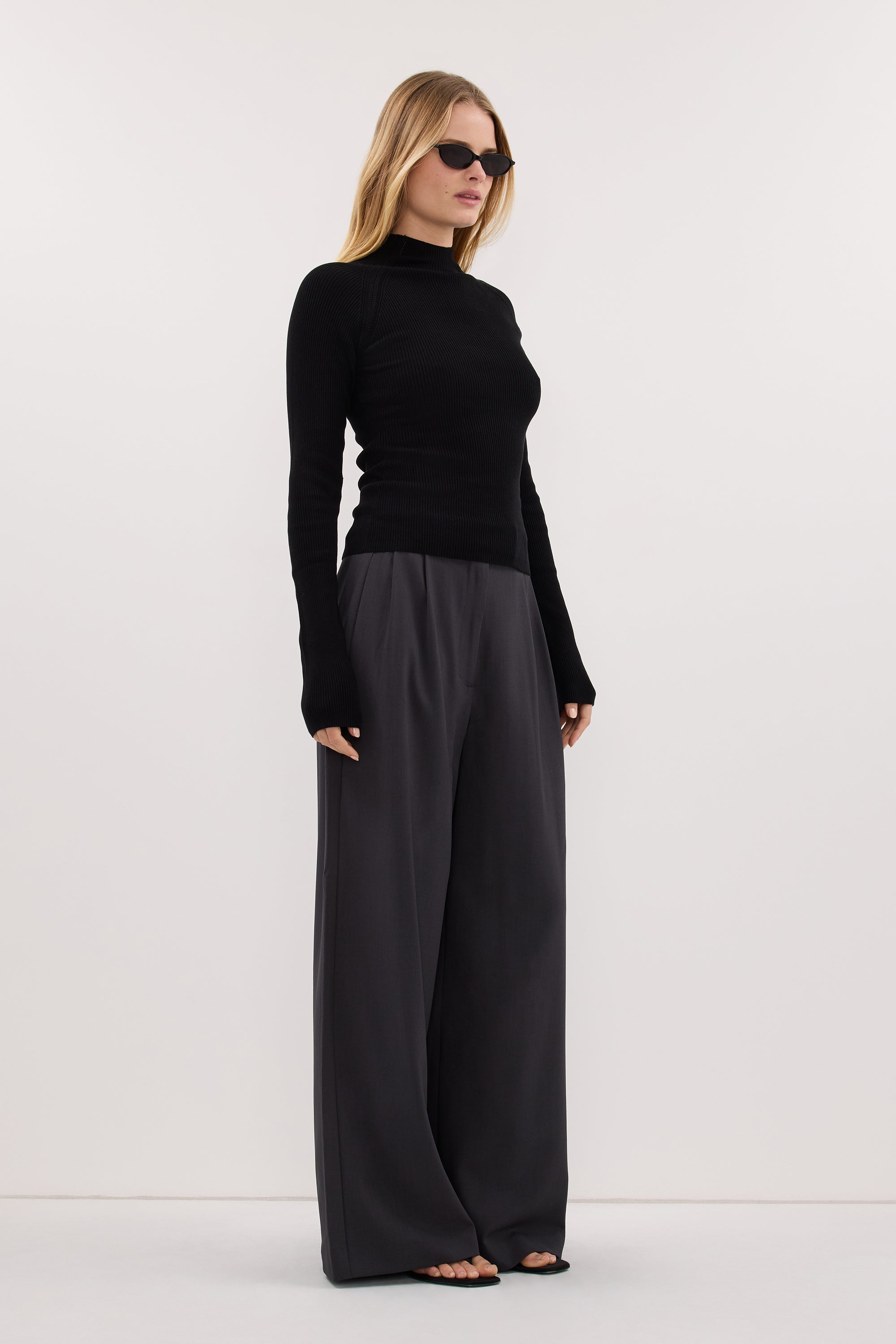 ANGEL BLACK RAGLAN FUNNEL NECK TOP