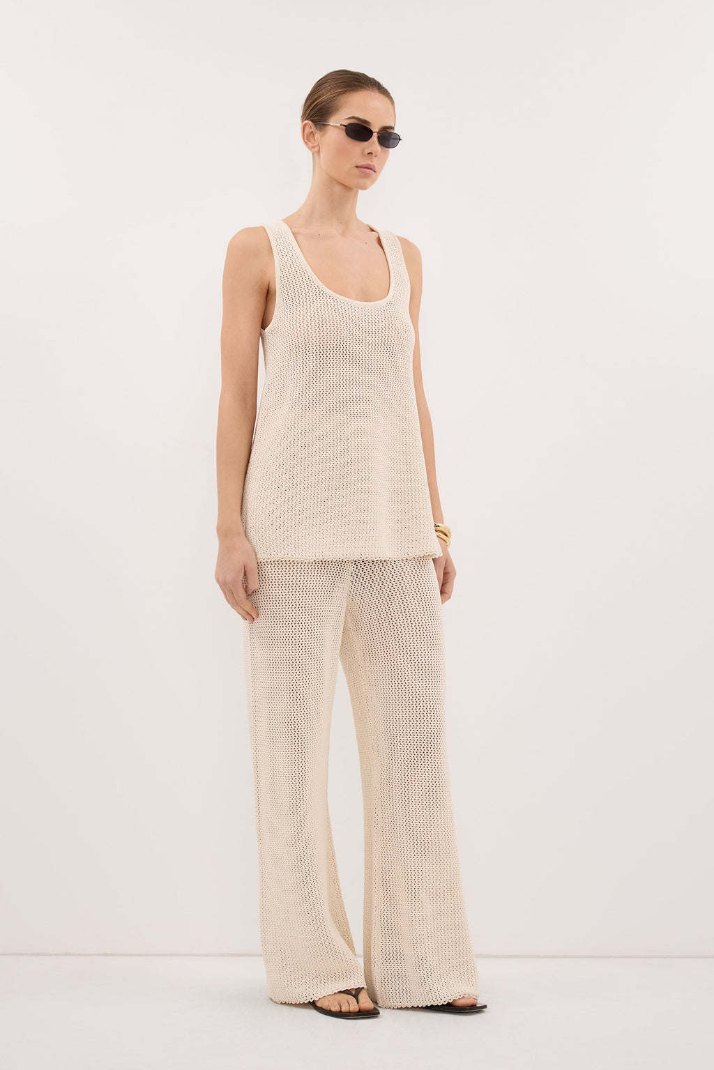 NALIA NATURAL OPEN KNIT SCOOP TANK