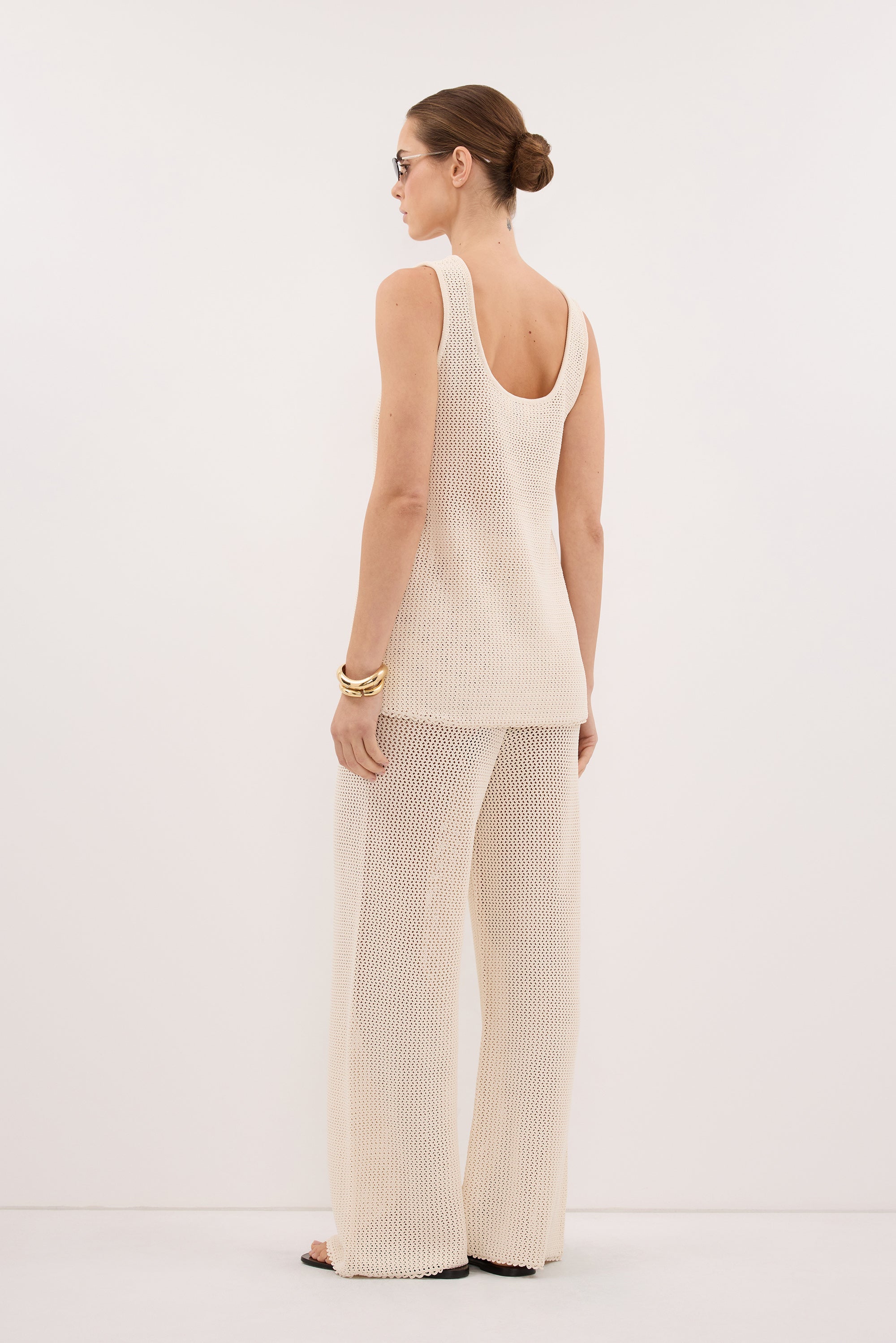 NALIA NATURAL OPEN KNIT SCOOP TANK