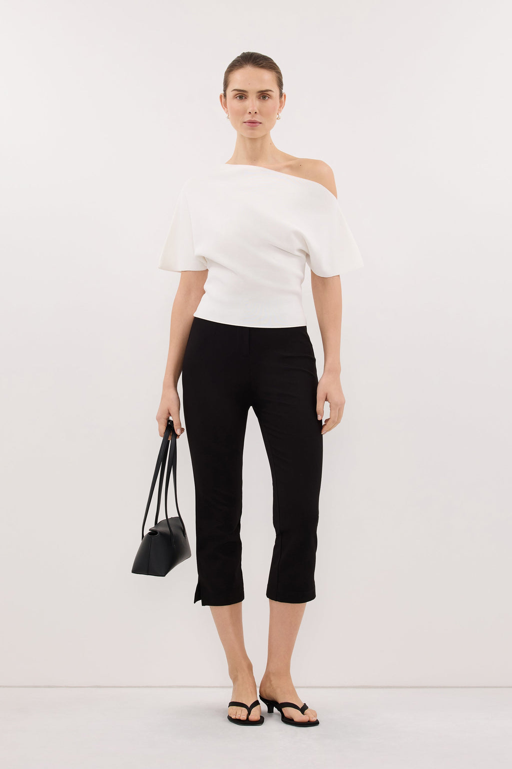 SCARLETT OFF WHITE ASYM KNIT TOP