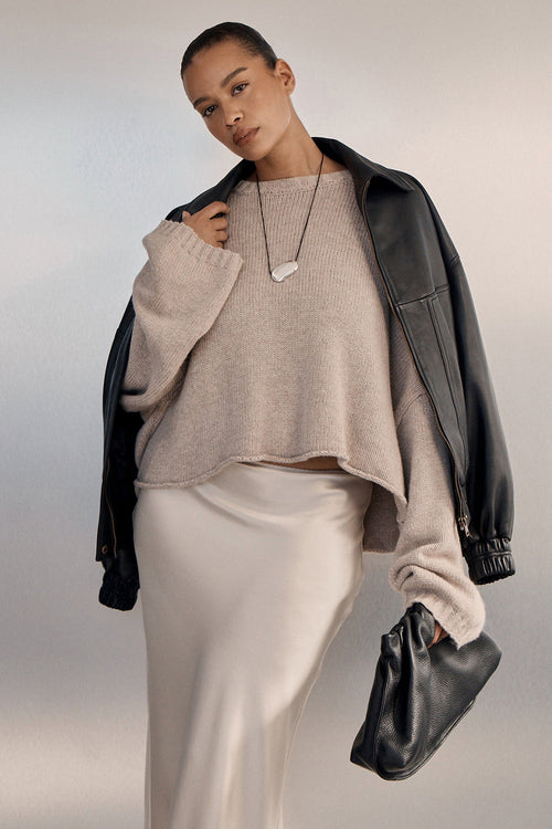 ADELINE OAT MARLE CASHMERE BLENT KNIT JUMPER