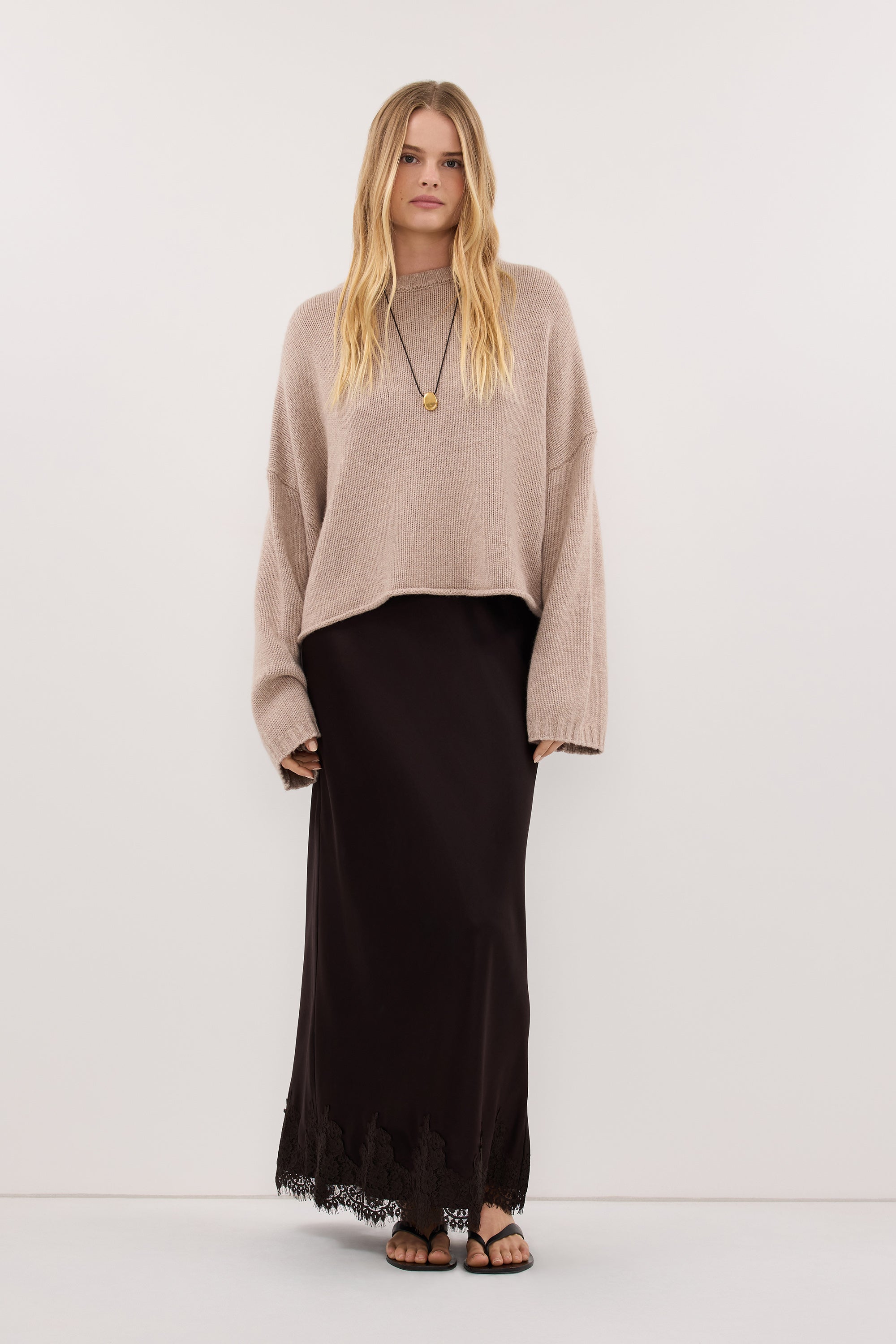 ADELINE OAT MARLE CASHMERE BLENT KNIT JUMPER