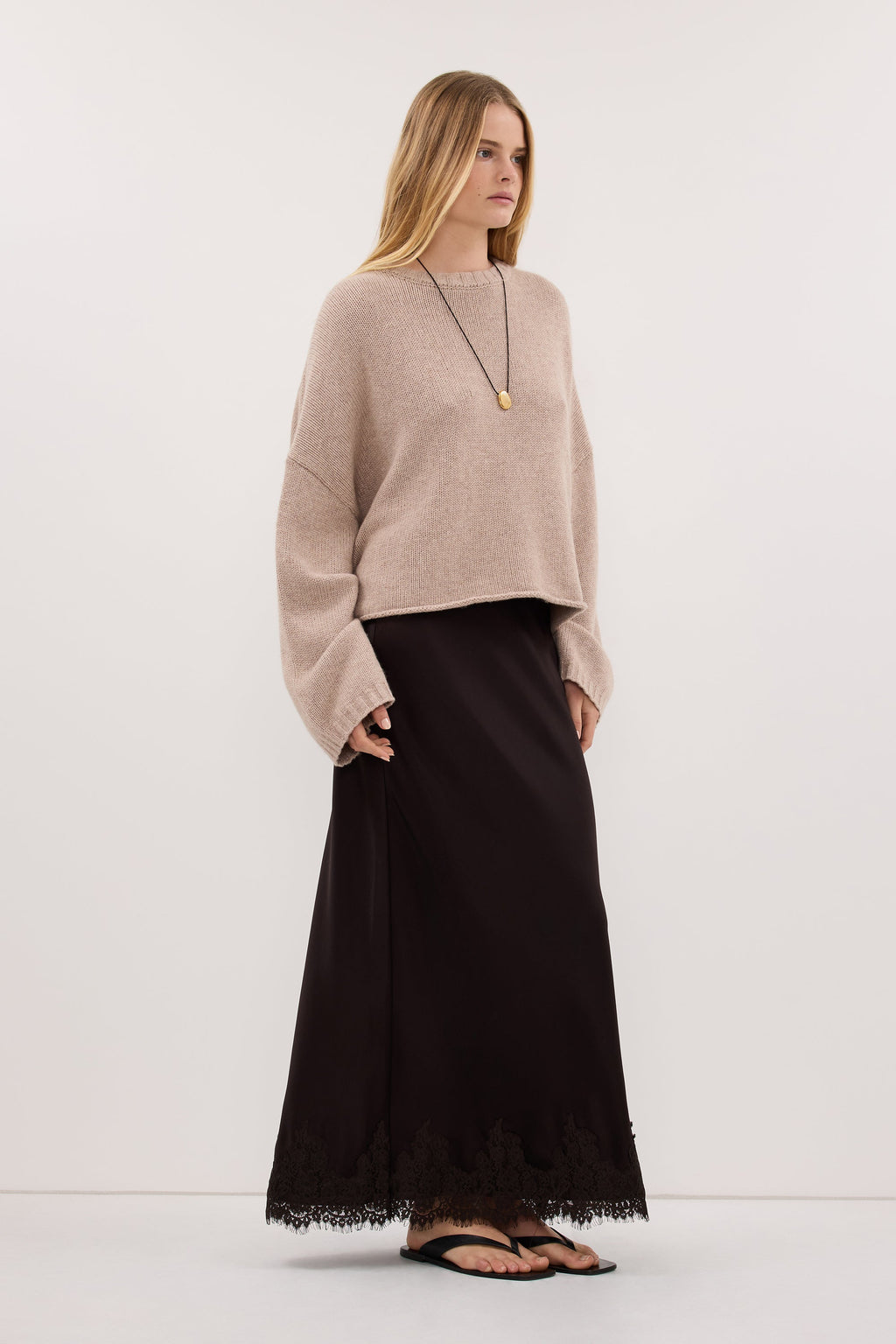 ADELINE OAT MARLE CASHMERE BLENT KNIT JUMPER