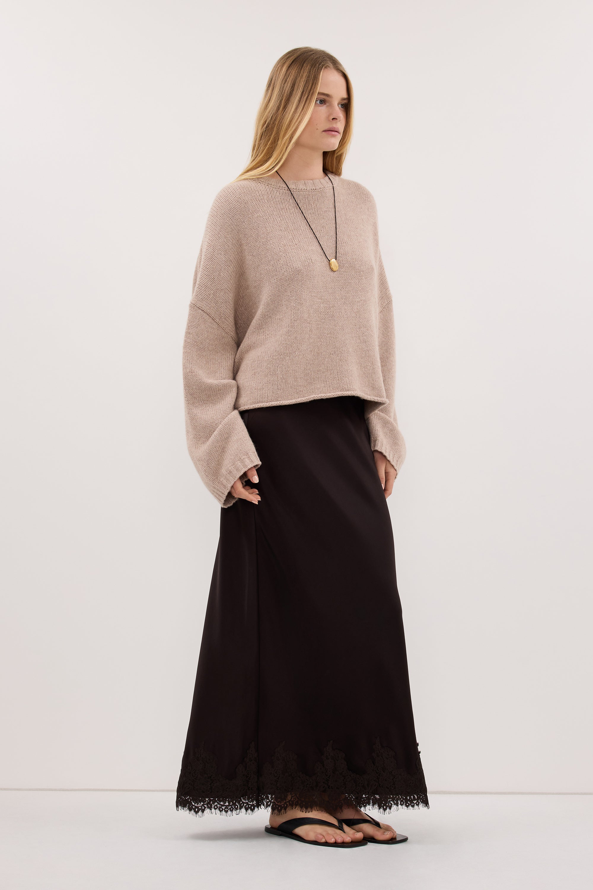 ADELINE OAT MARLE CASHMERE BLENT KNIT JUMPER
