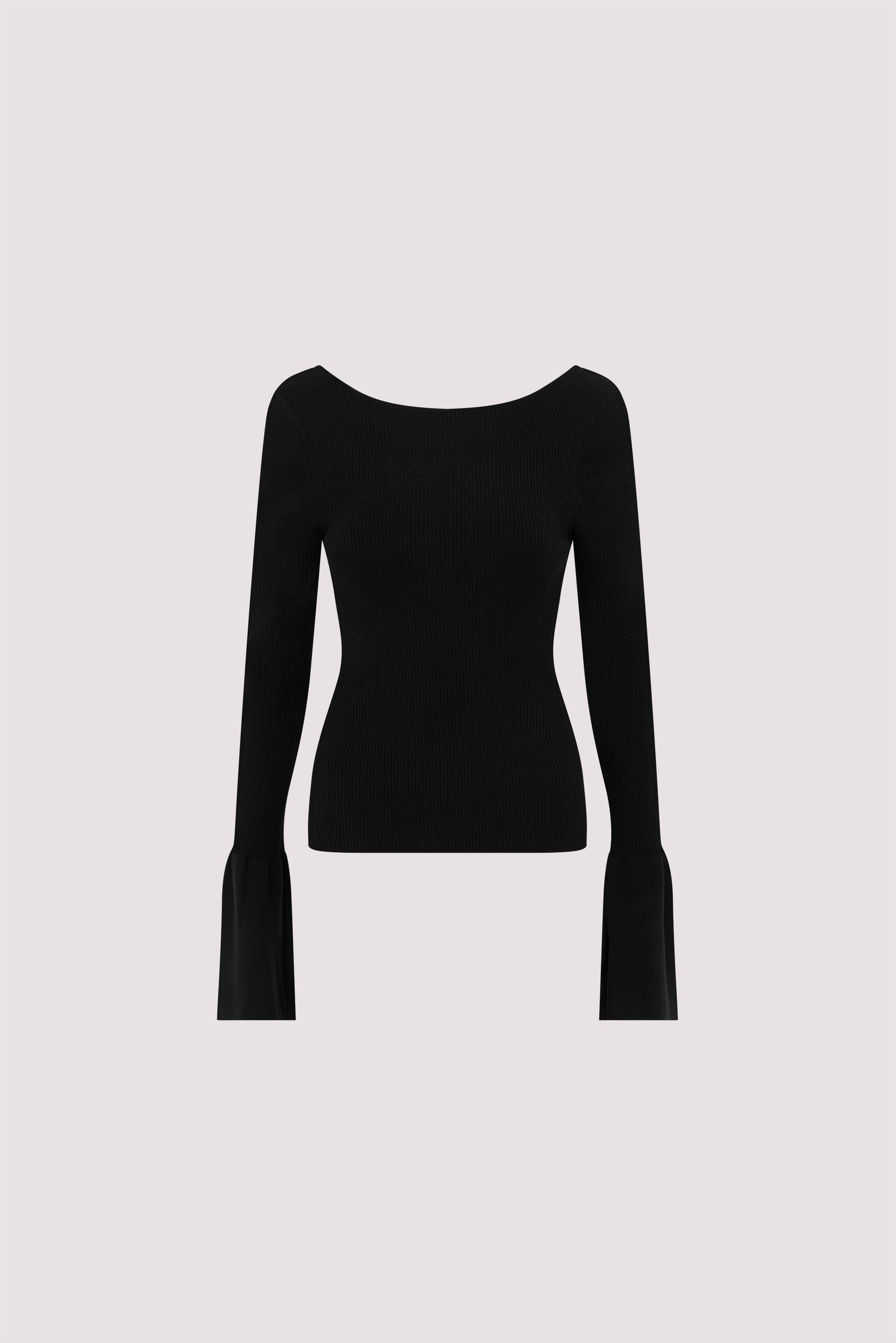 VARA BLACK LONG SLEEVE KNIT TOP
