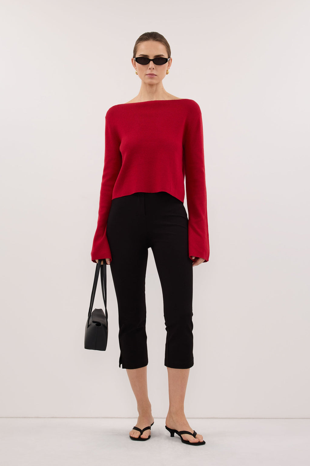 ILLARIA BURNT RED WIDE SLEEVE KNIT TOP