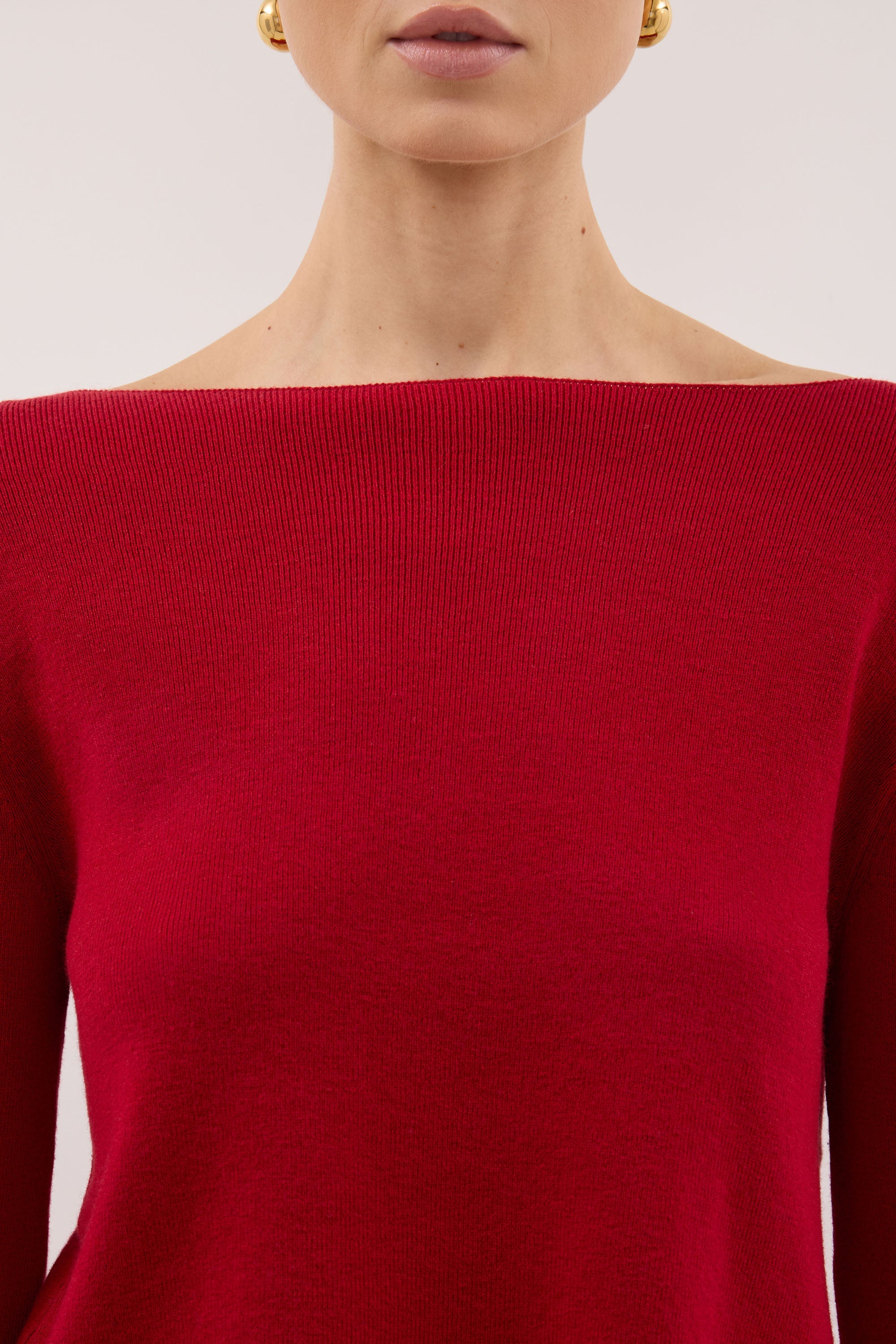 ILLARIA BURNT RED WIDE SLEEVE KNIT TOP
