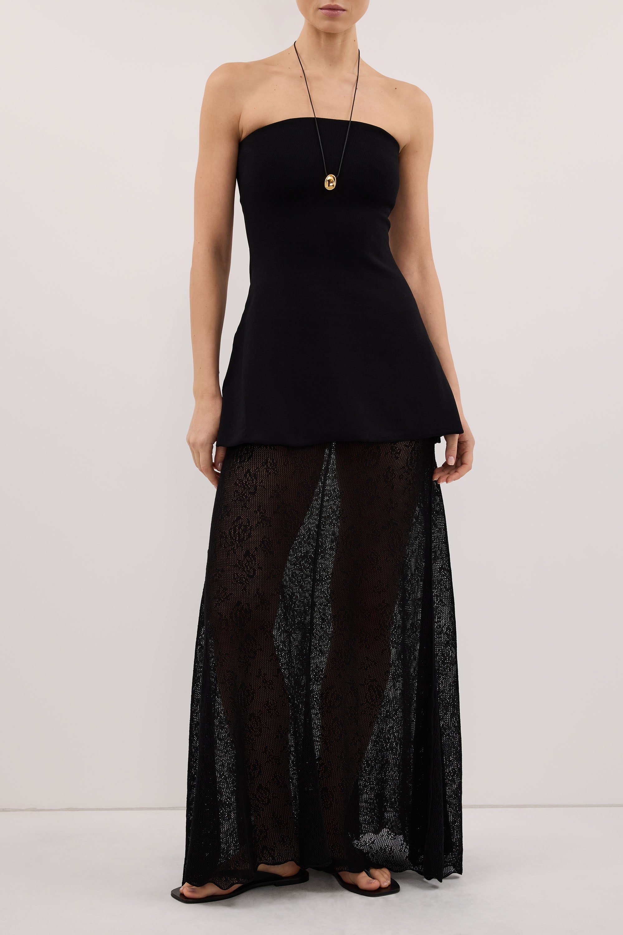 DELIA BLACK LACE MAXI SKIRT