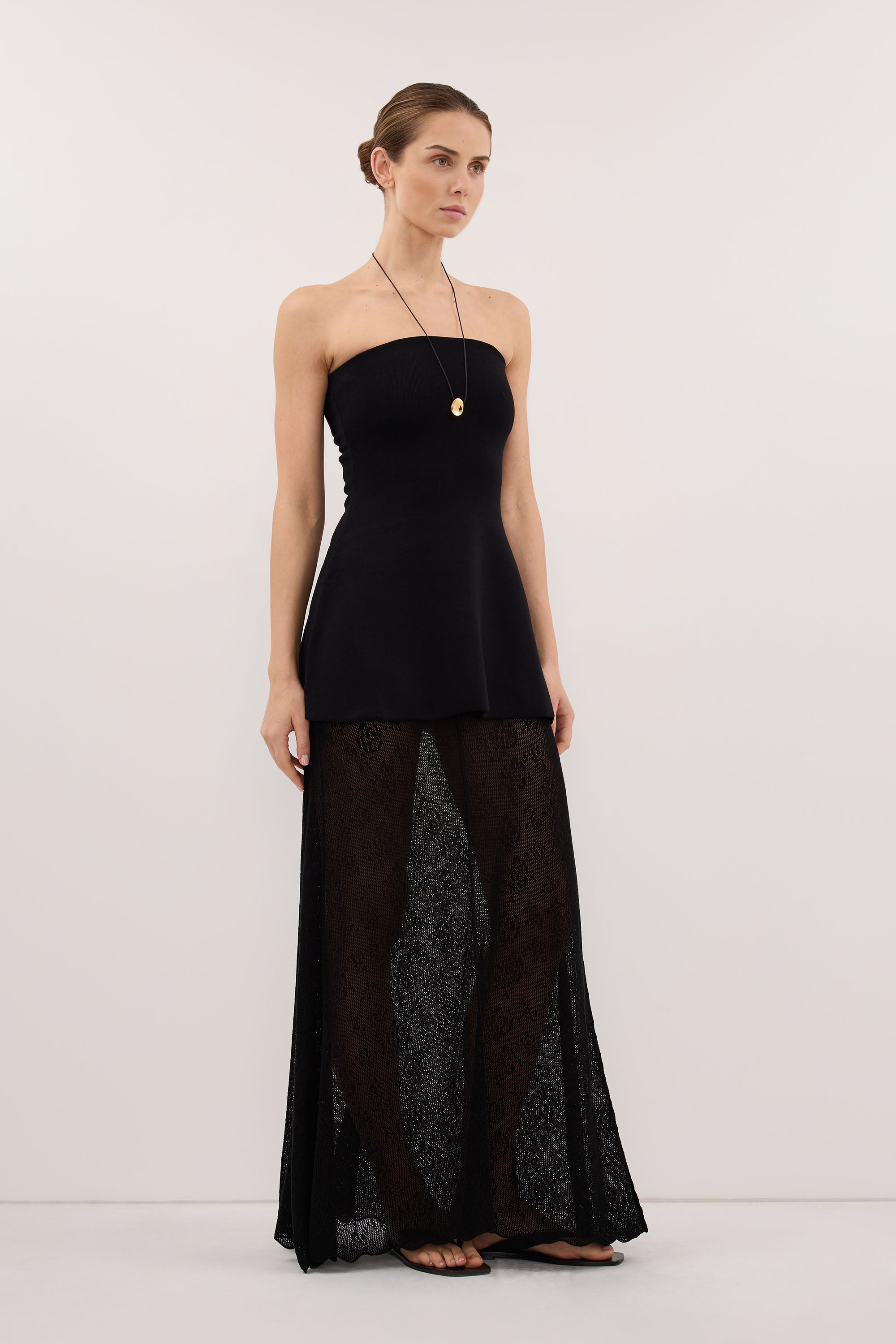 DELIA BLACK LACE MAXI SKIRT