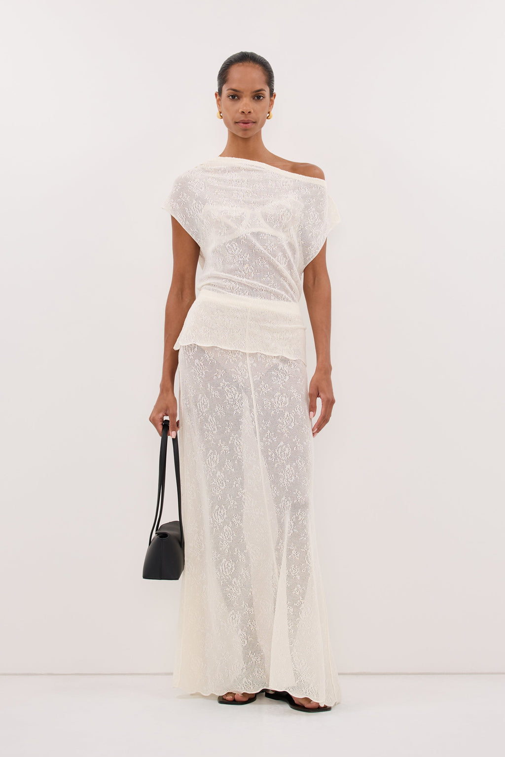 DELIA OFF WHITE LACE MAXI SKIRT