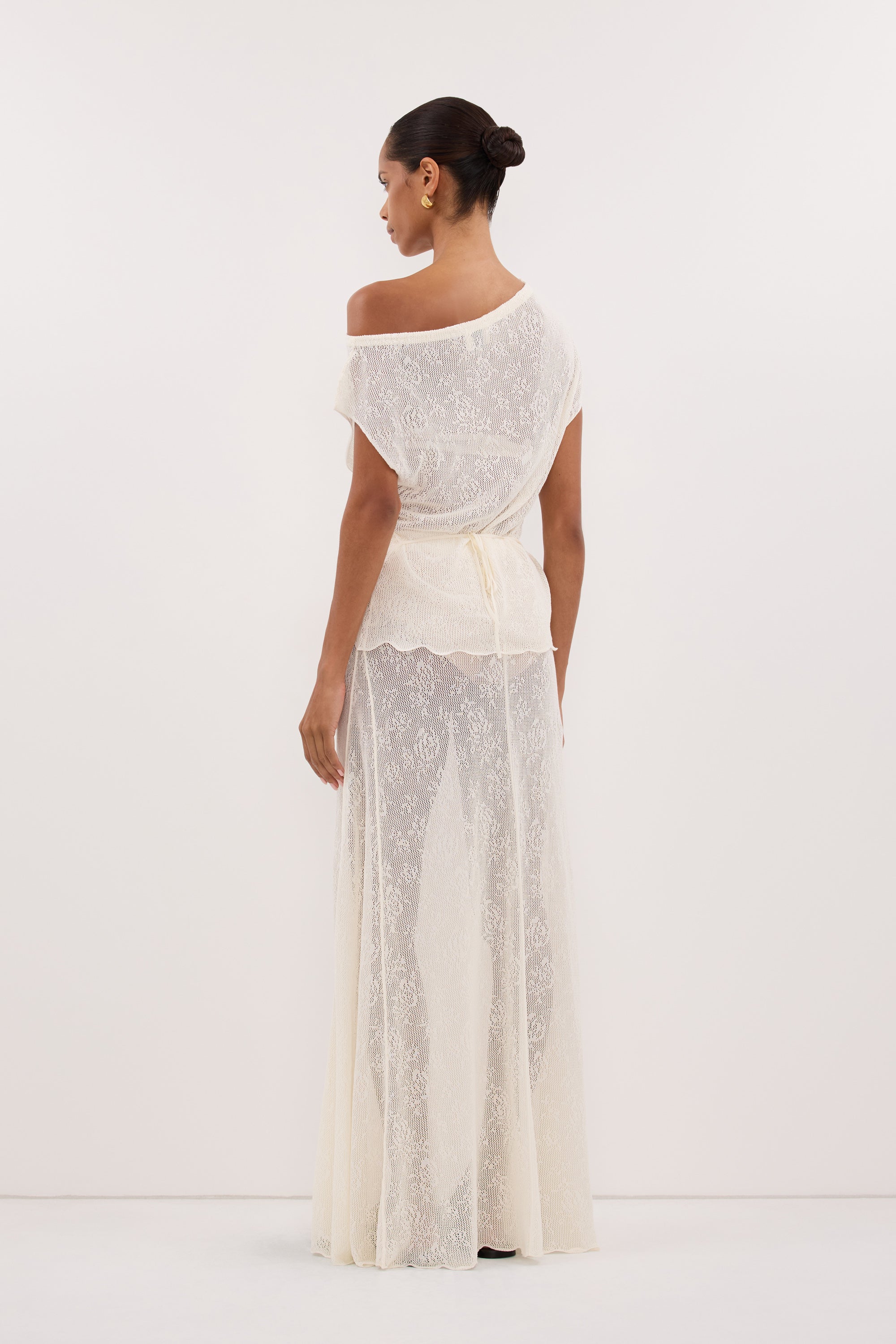 DELIA OFF WHITE LACE MAXI SKIRT