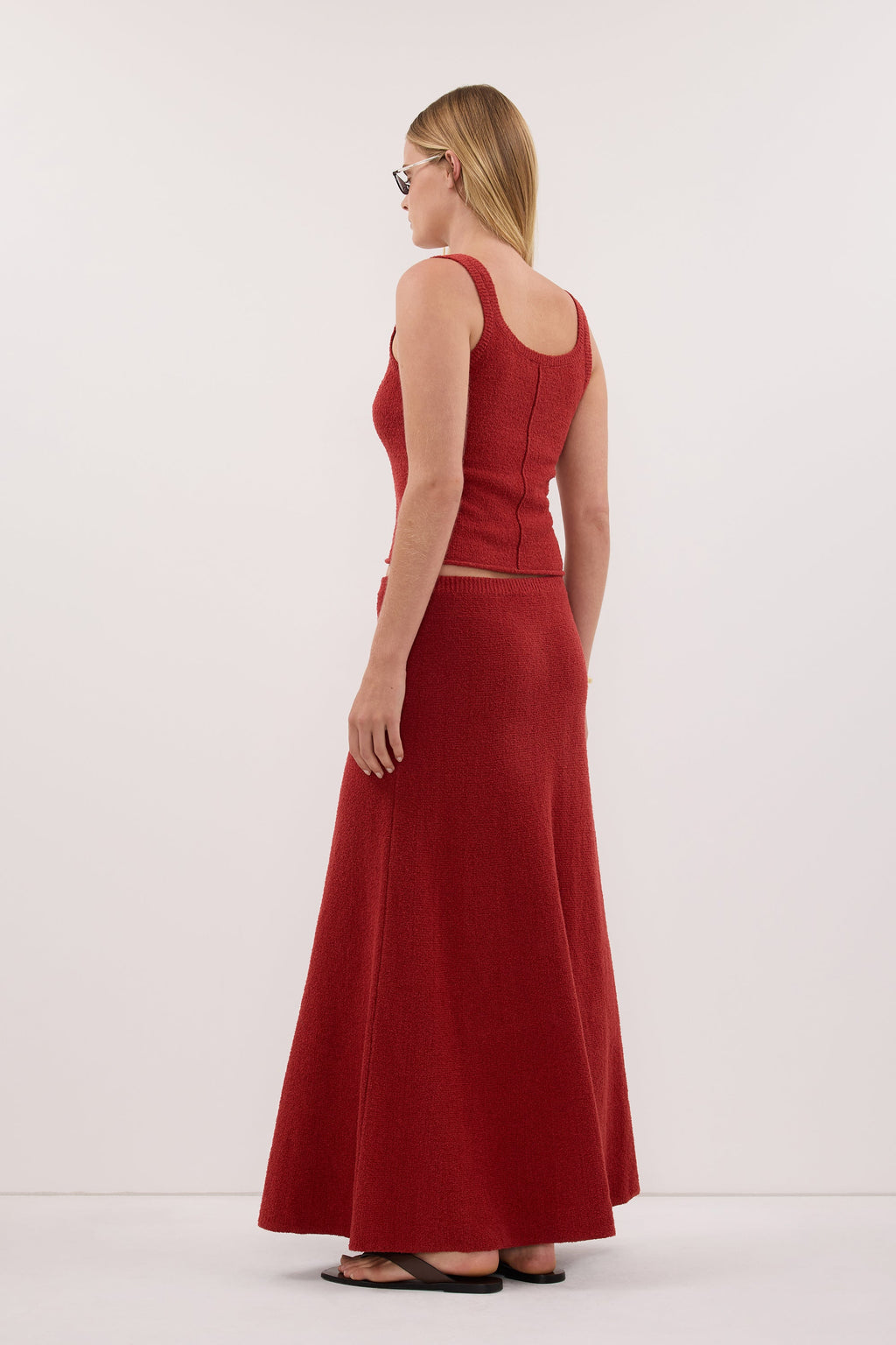 HARRIET BURNT RED KNIT MAXI SKIRT