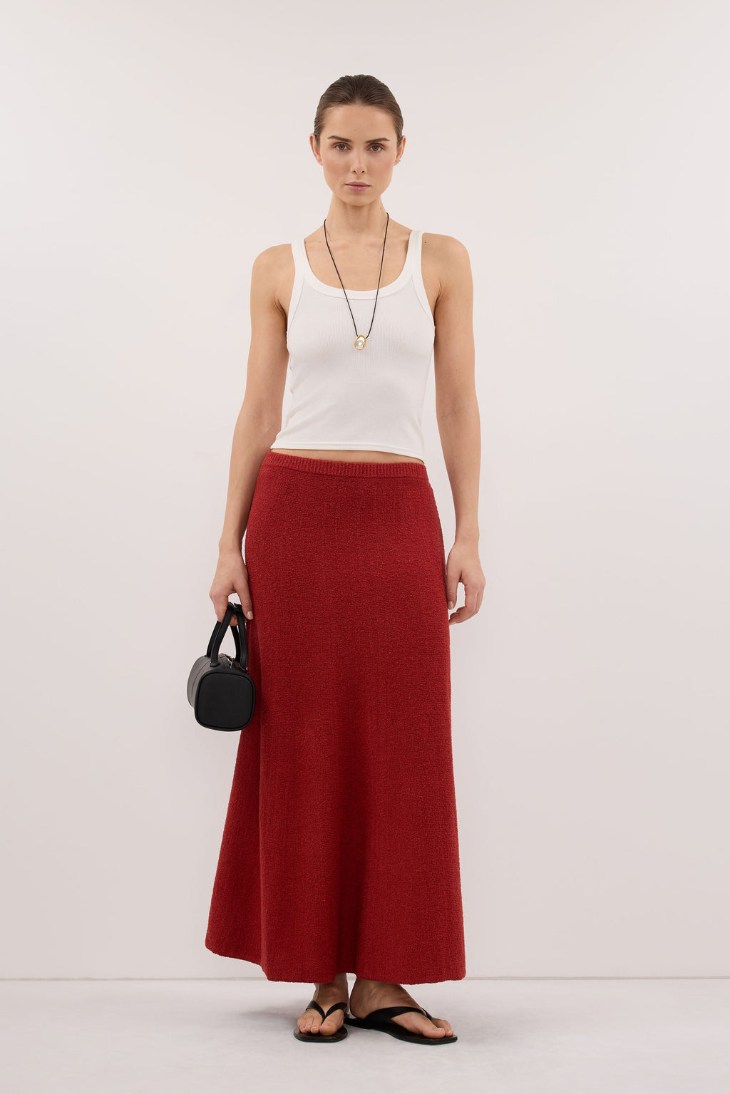 HARRIET BURNT RED KNIT MAXI SKIRT