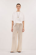 NALIA NATURAL OPEN KNIT WIDE PANT