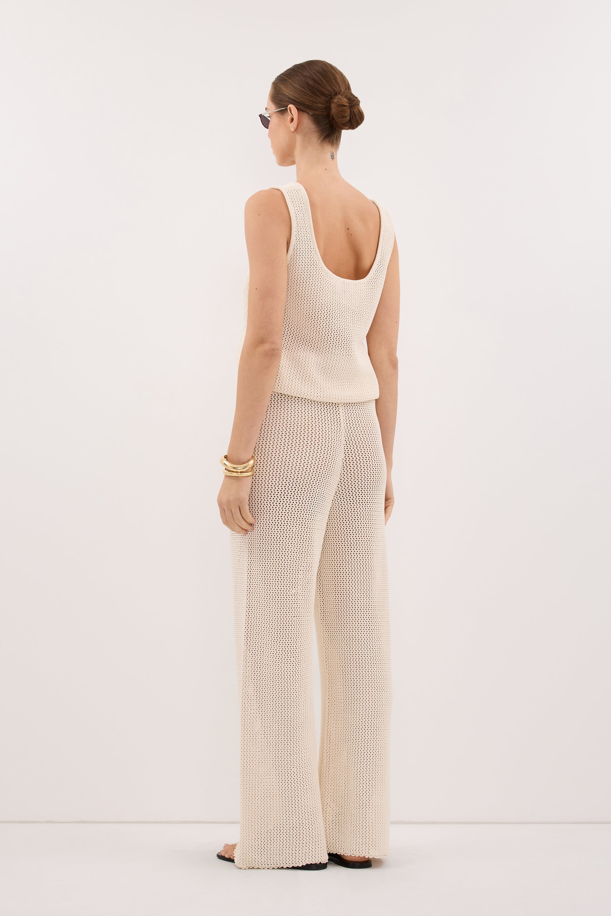 NALIA NATURAL OPEN KNIT WIDE PANT