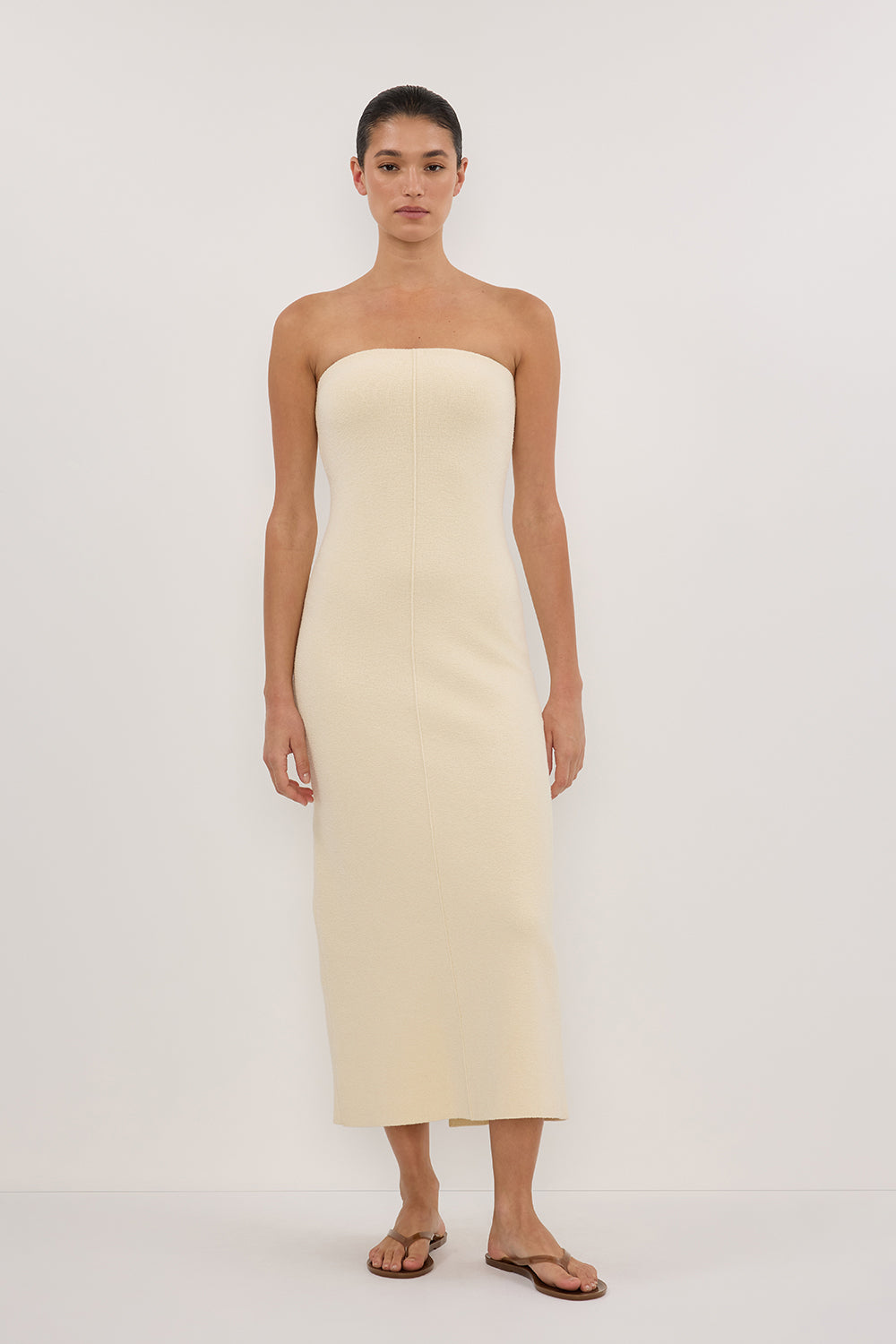 OWEN CREAM CREPE BANDEAU DRESS