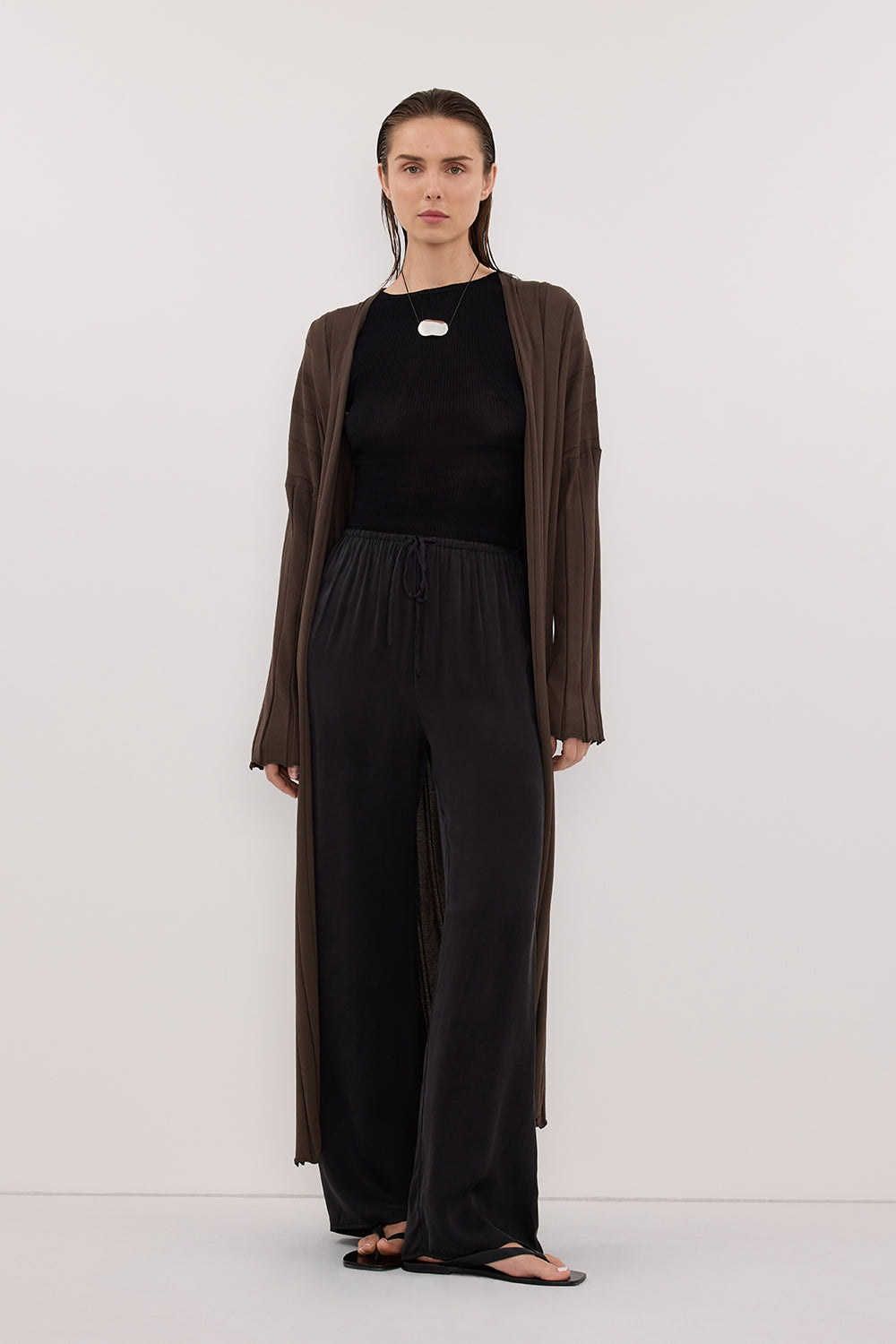 EVE DARK OLIVE KNIT MIDI CARDIGAN