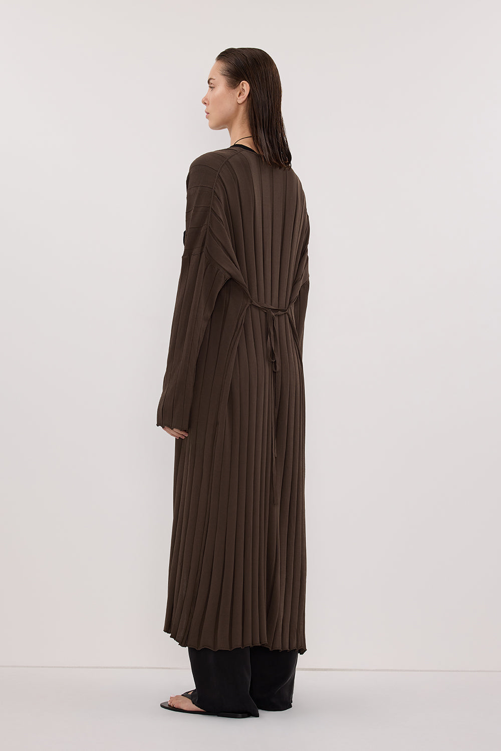EVE DARK OLIVE KNIT MIDI CARDIGAN