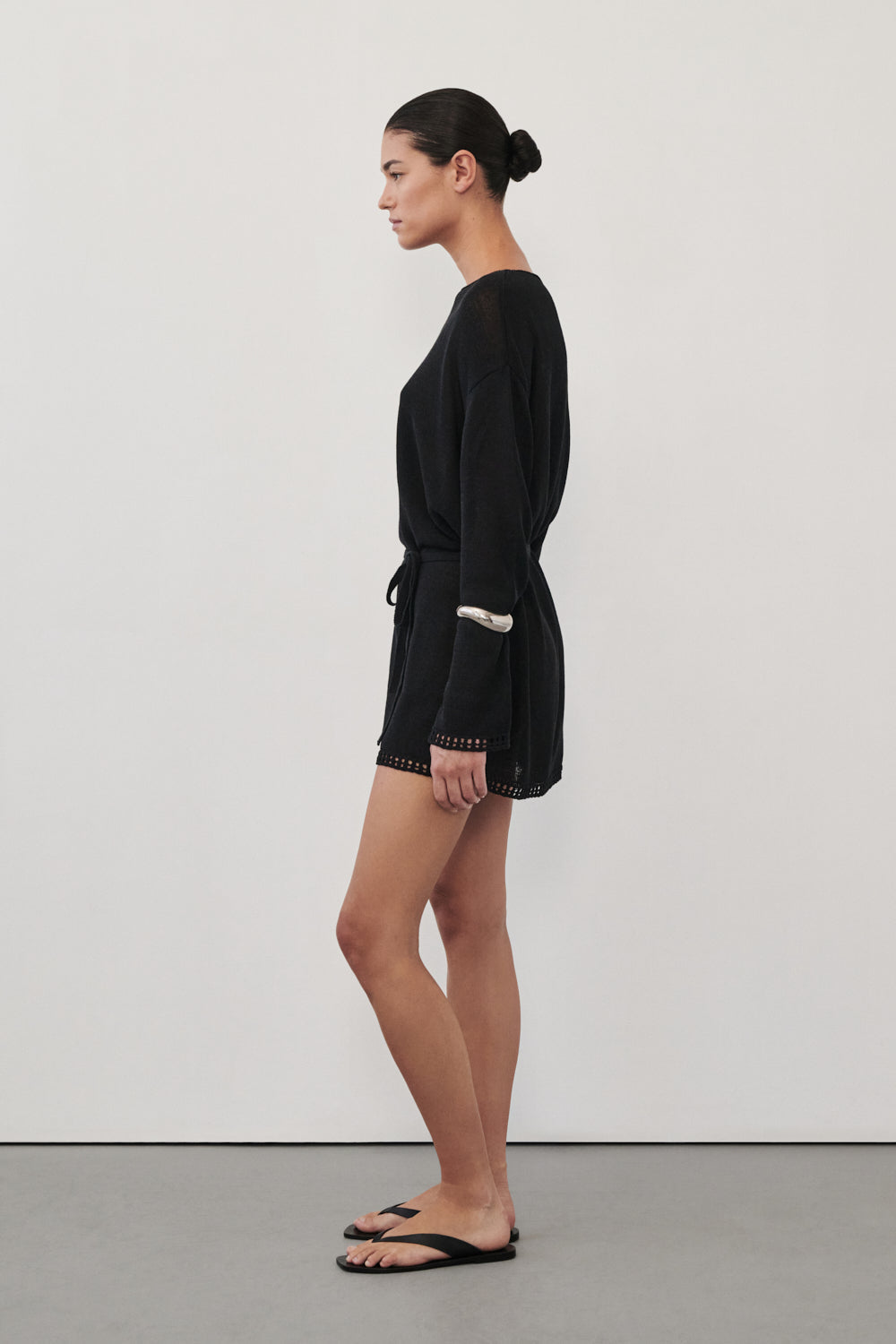 TARI BLACK KNIT LONG SLEEVE MINI DRESS