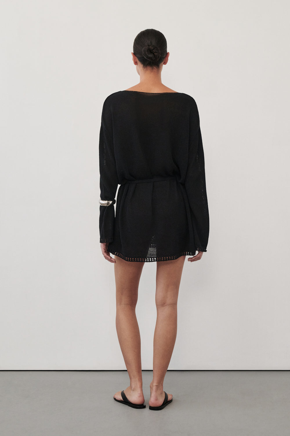 TARI BLACK KNIT LONG SLEEVE MINI DRESS