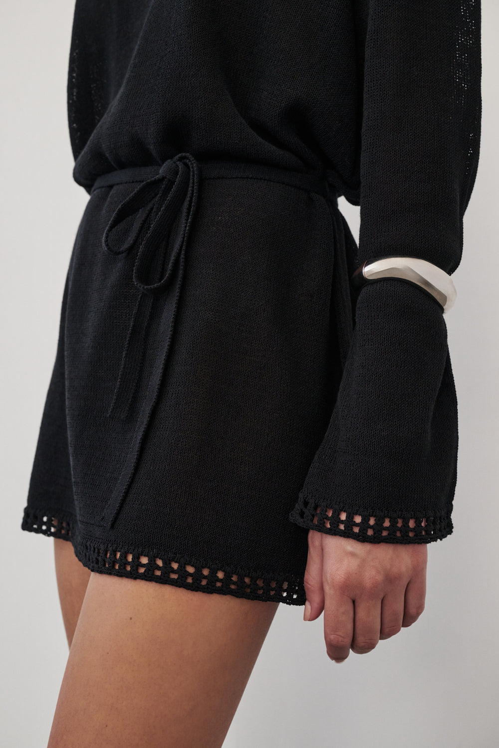 TARI BLACK KNIT LONG SLEEVE MINI DRESS