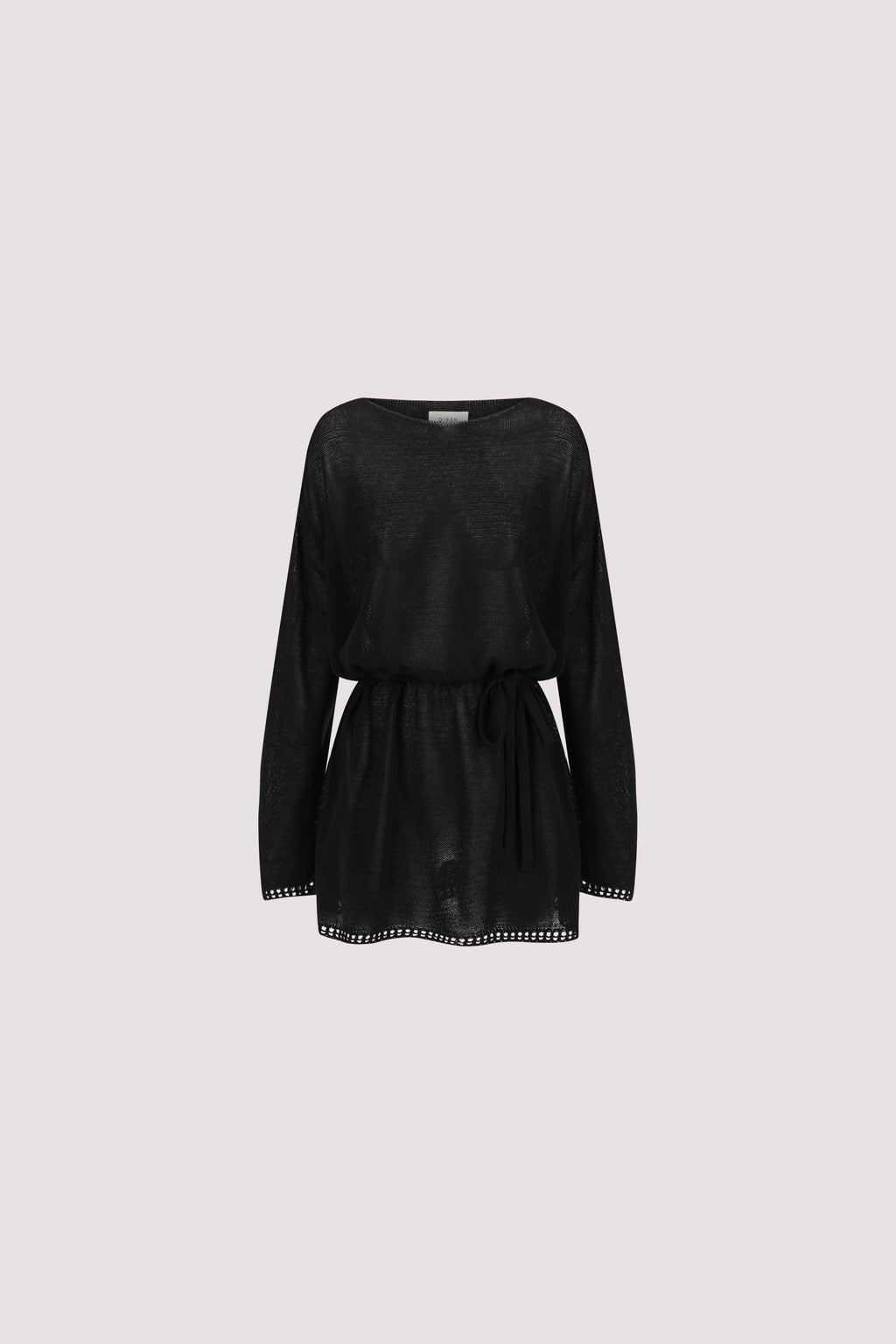 TARI BLACK KNIT LONG SLEEVE MINI DRESS