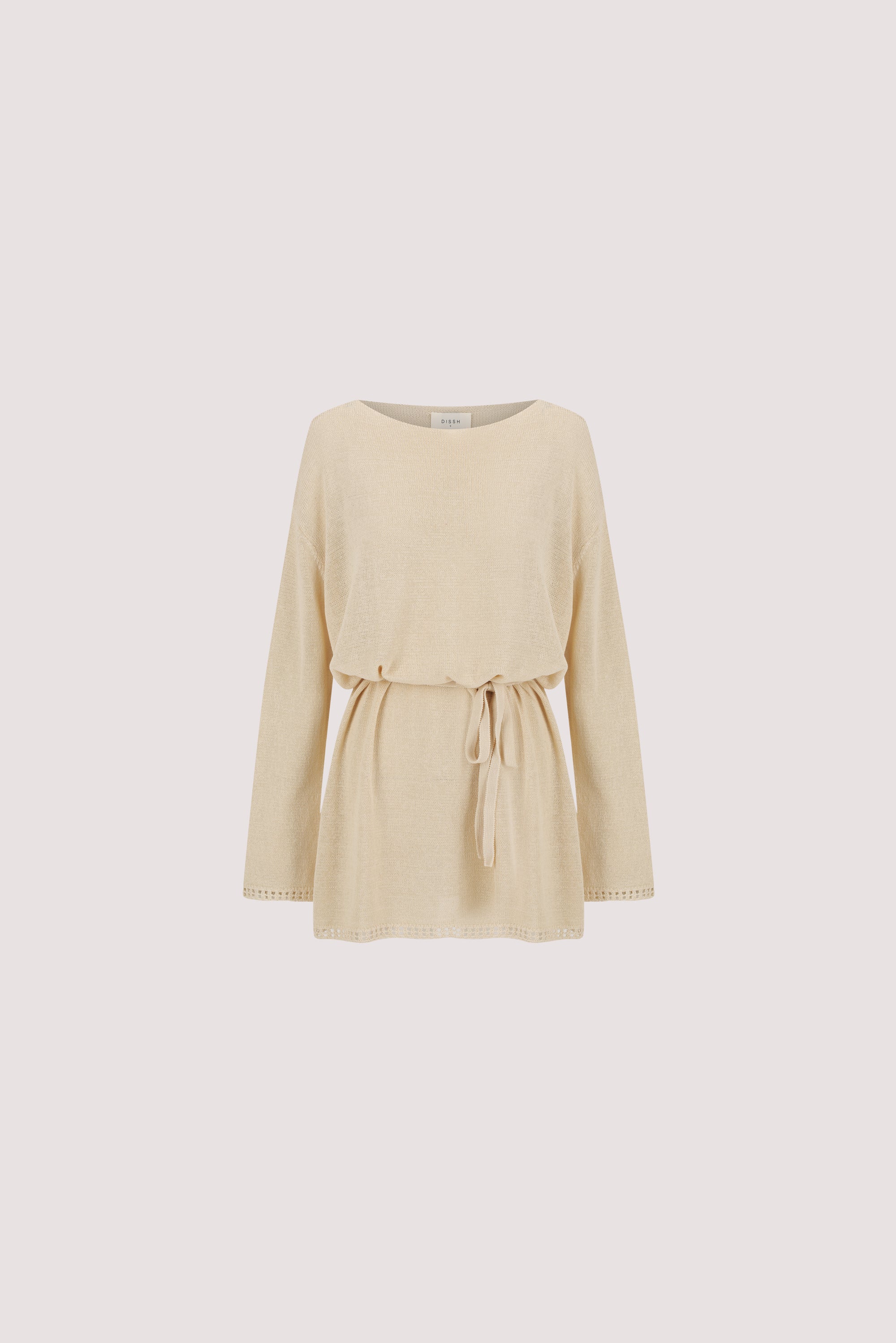 TARI NATURAL KNIT LONG SLEEVE MINI DRESS