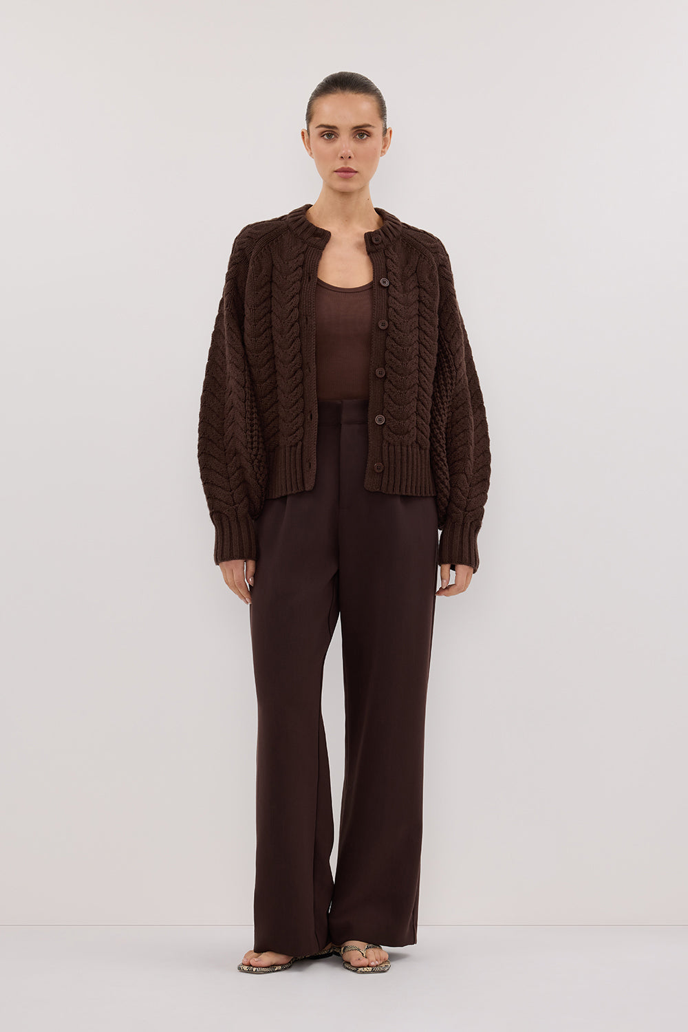 TOM CHOC CABLE KNIT CARDIGAN