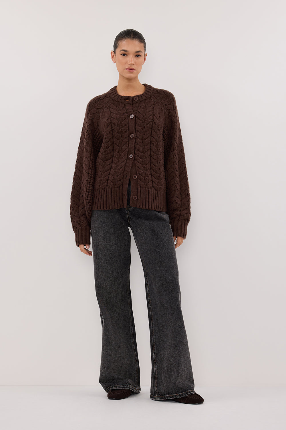 TOM CHOC CABLE KNIT CARDIGAN