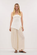 LUKE OFF WHITE LONGLINE BANDEAU TOP