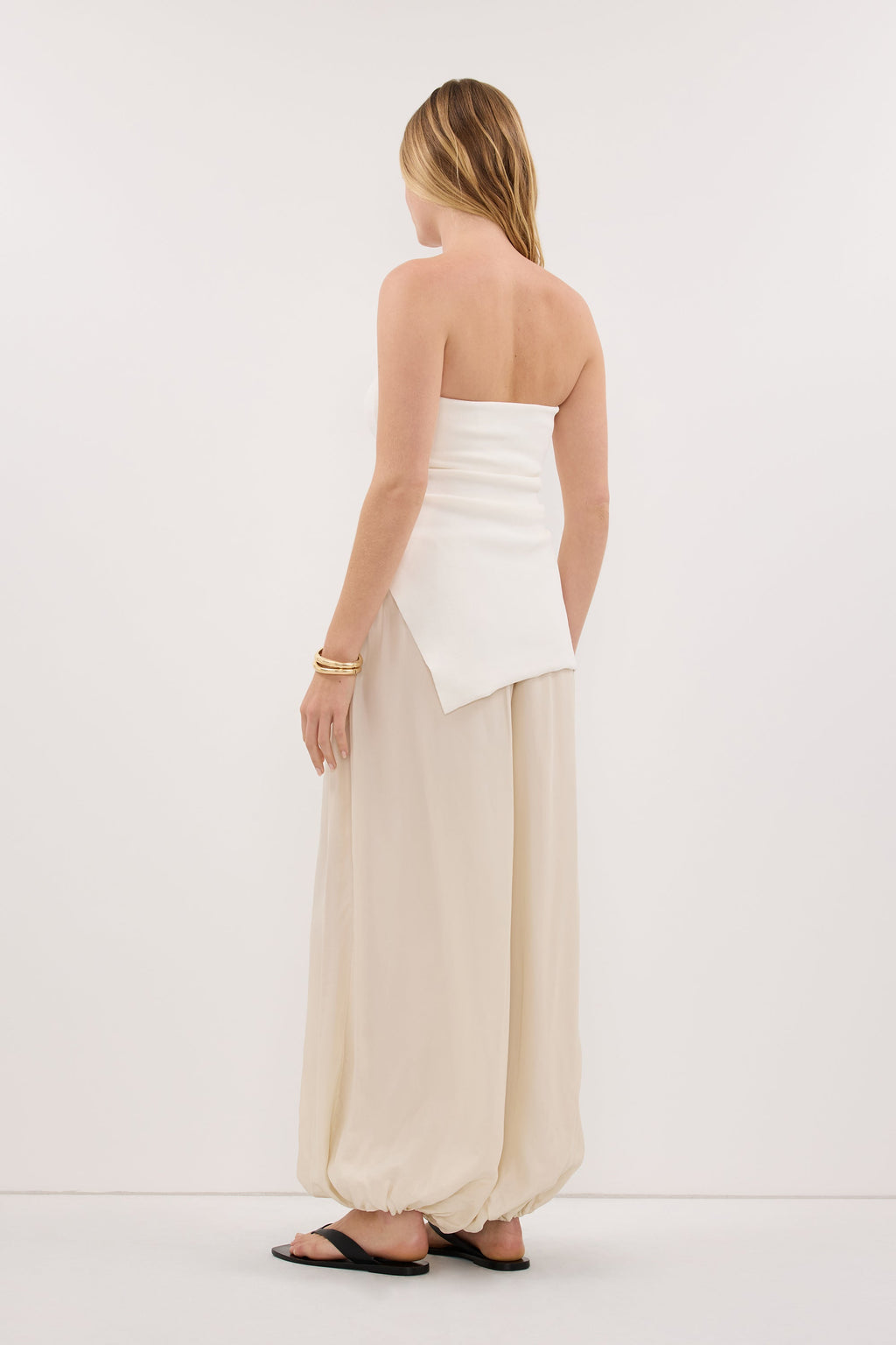 LUKE OFF WHITE LONGLINE BANDEAU TOP
