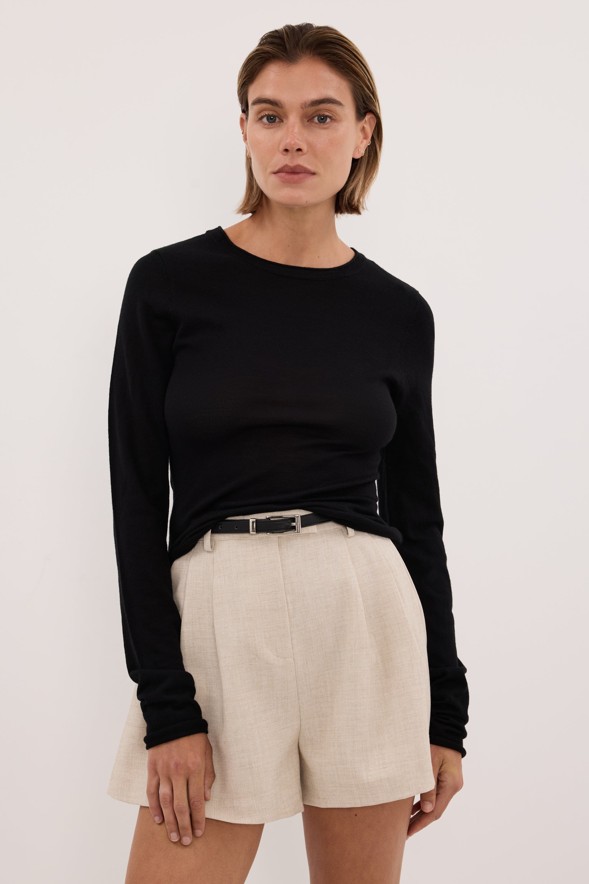 DUKE BLACK LONG SLEEVE MERINO KNIT TOP