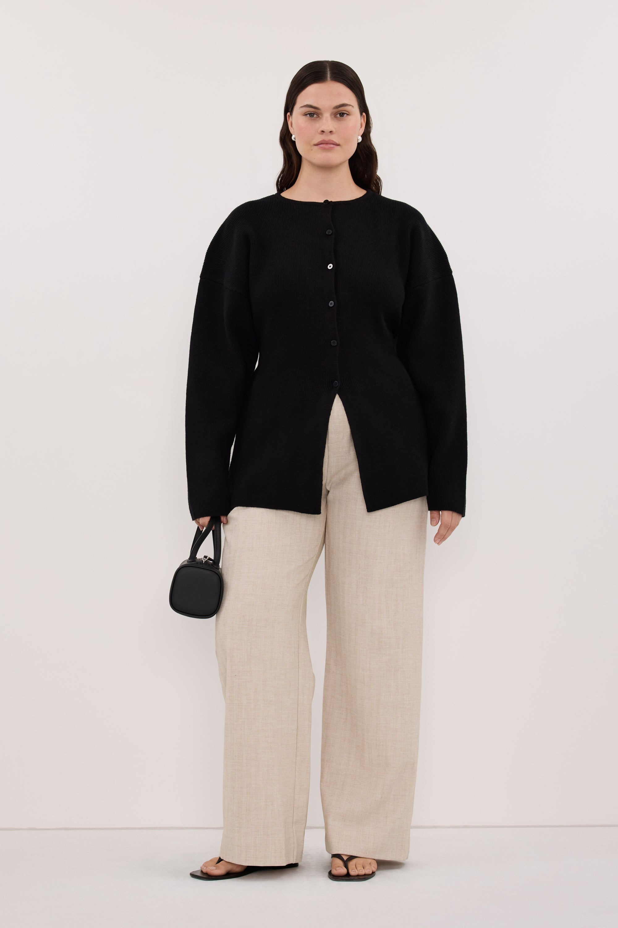 MARTHA BLACK CINCHED KNIT CARDIGAN